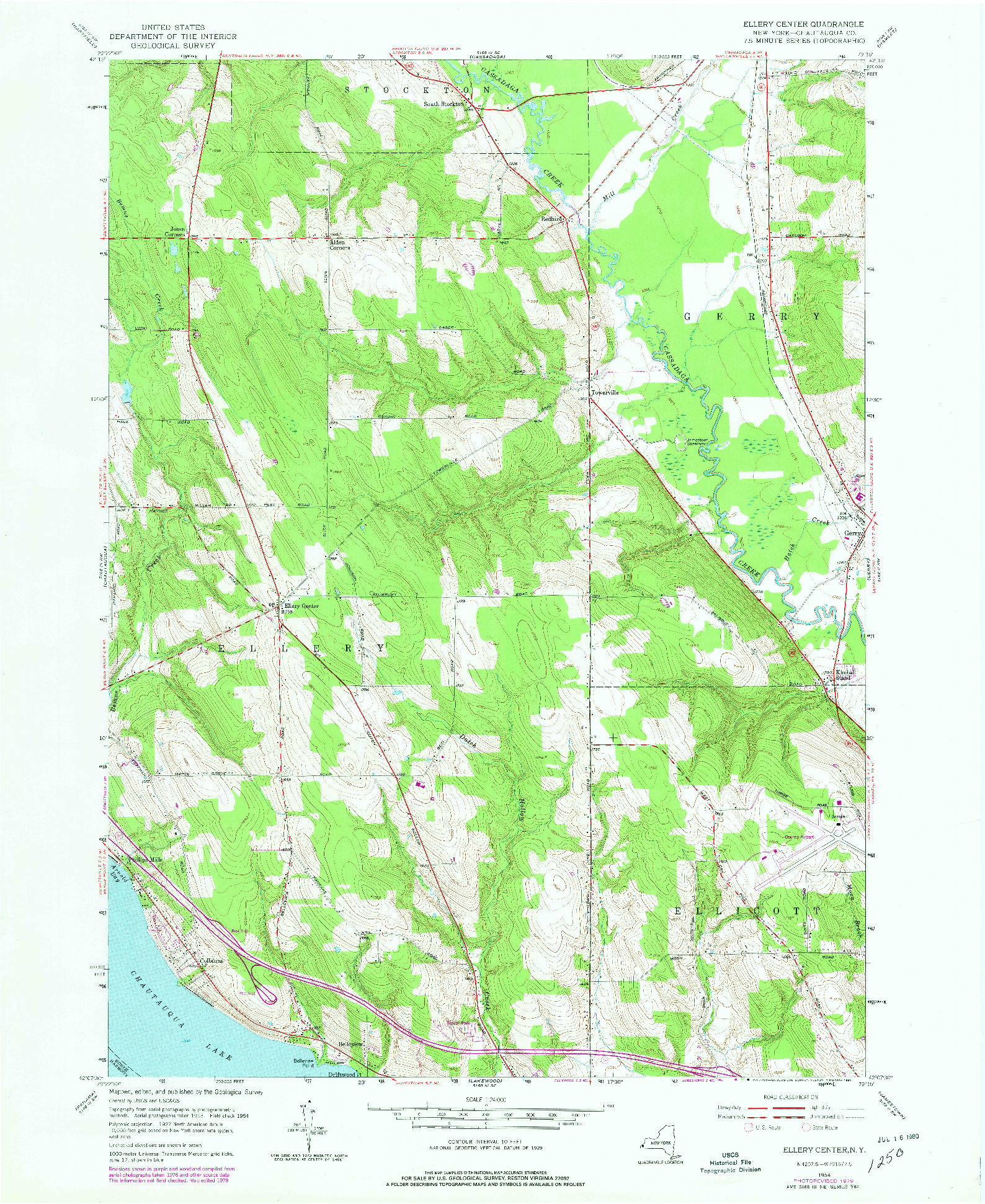 USGS 1:24000-SCALE QUADRANGLE FOR ELLERY CENTER, NY 1954