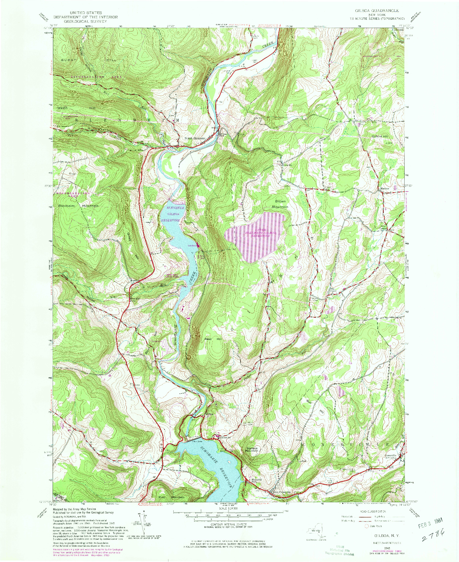 USGS 1:24000-SCALE QUADRANGLE FOR GILBOA, NY 1945