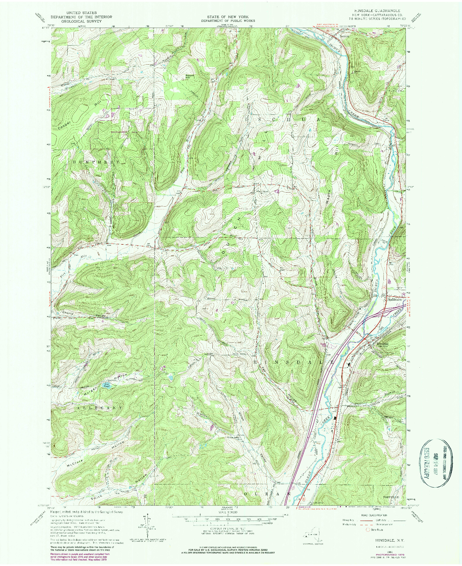 USGS 1:24000-SCALE QUADRANGLE FOR HINSDALE, NY 1979