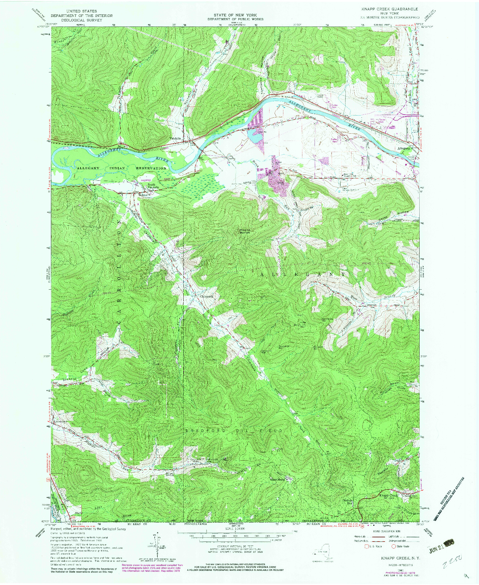 USGS 1:24000-SCALE QUADRANGLE FOR KNAPP CREEK, NY 1979