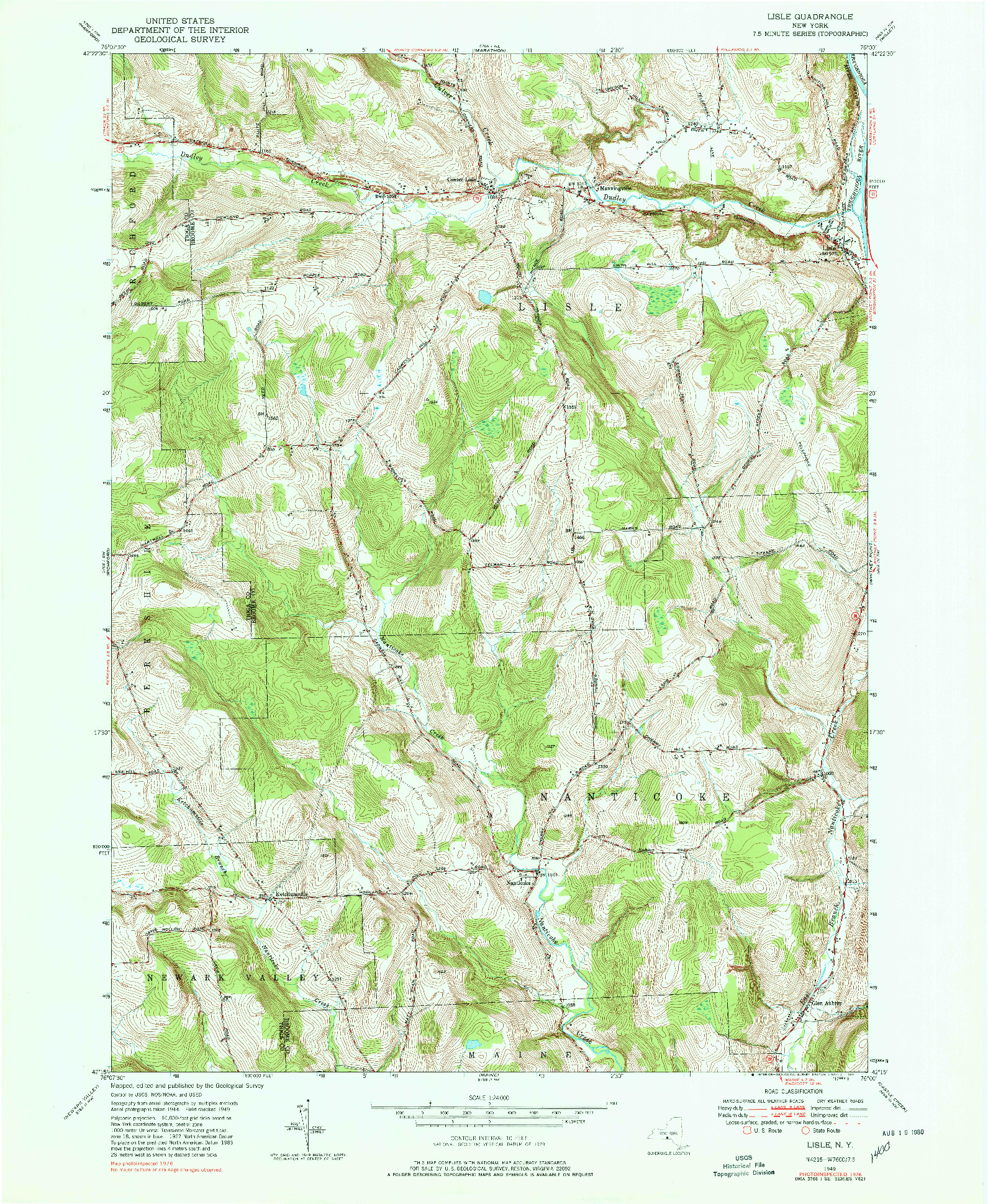 USGS 1:24000-SCALE QUADRANGLE FOR LISLE, NY 1949