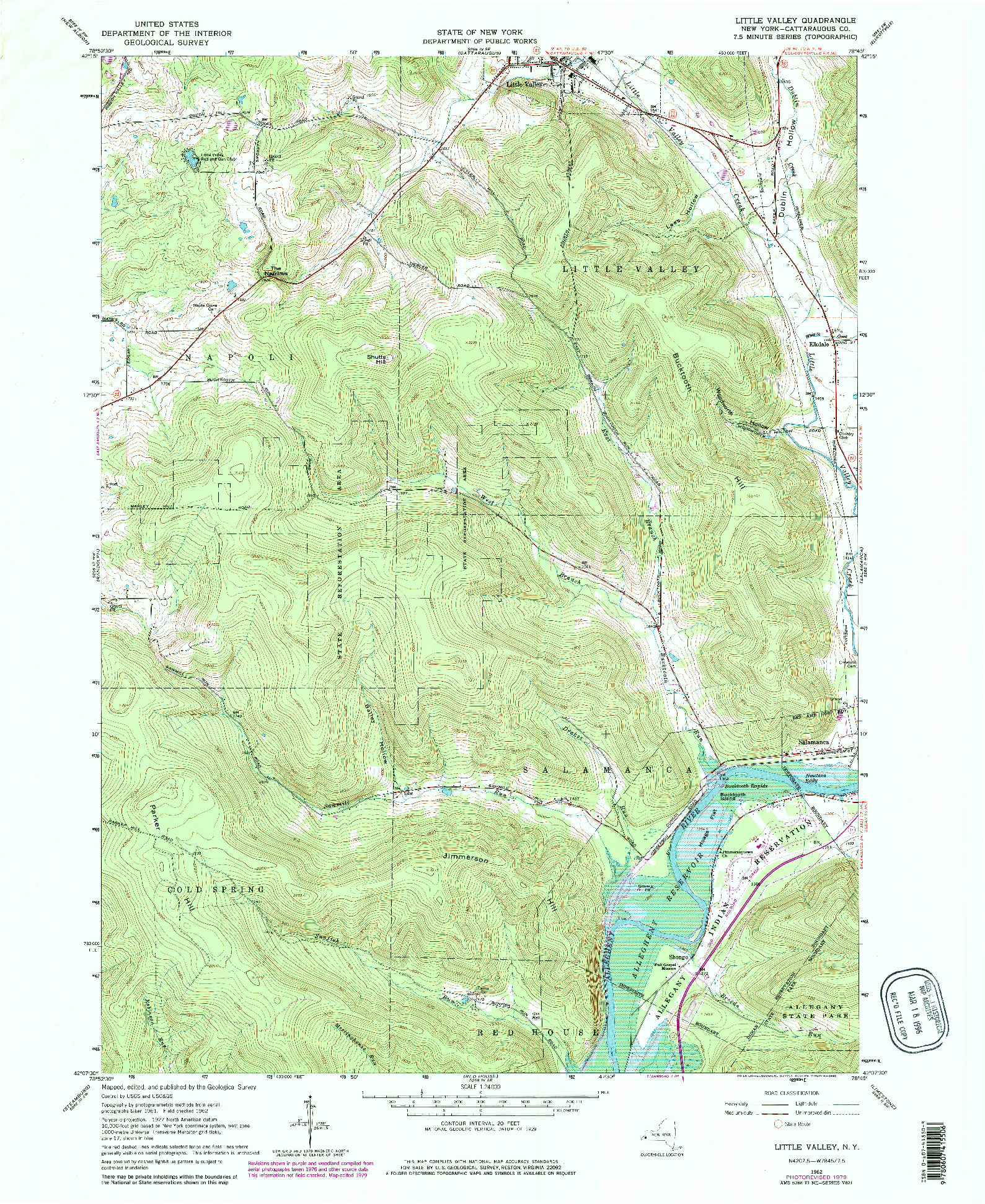 USGS 1:24000-SCALE QUADRANGLE FOR LITTLE VALLEY, NY 1962