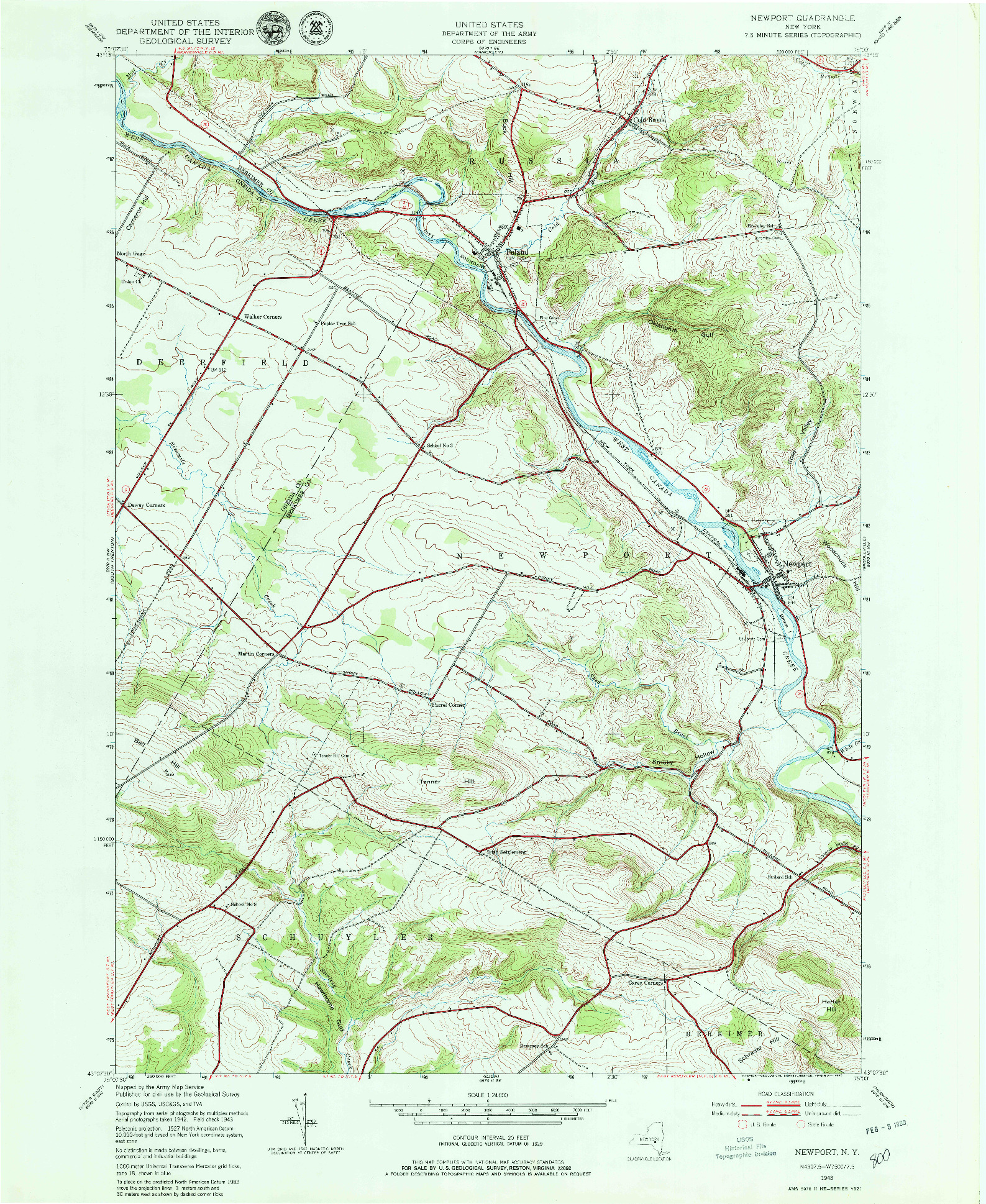USGS 1:24000-SCALE QUADRANGLE FOR NEWPORT, NY 1943