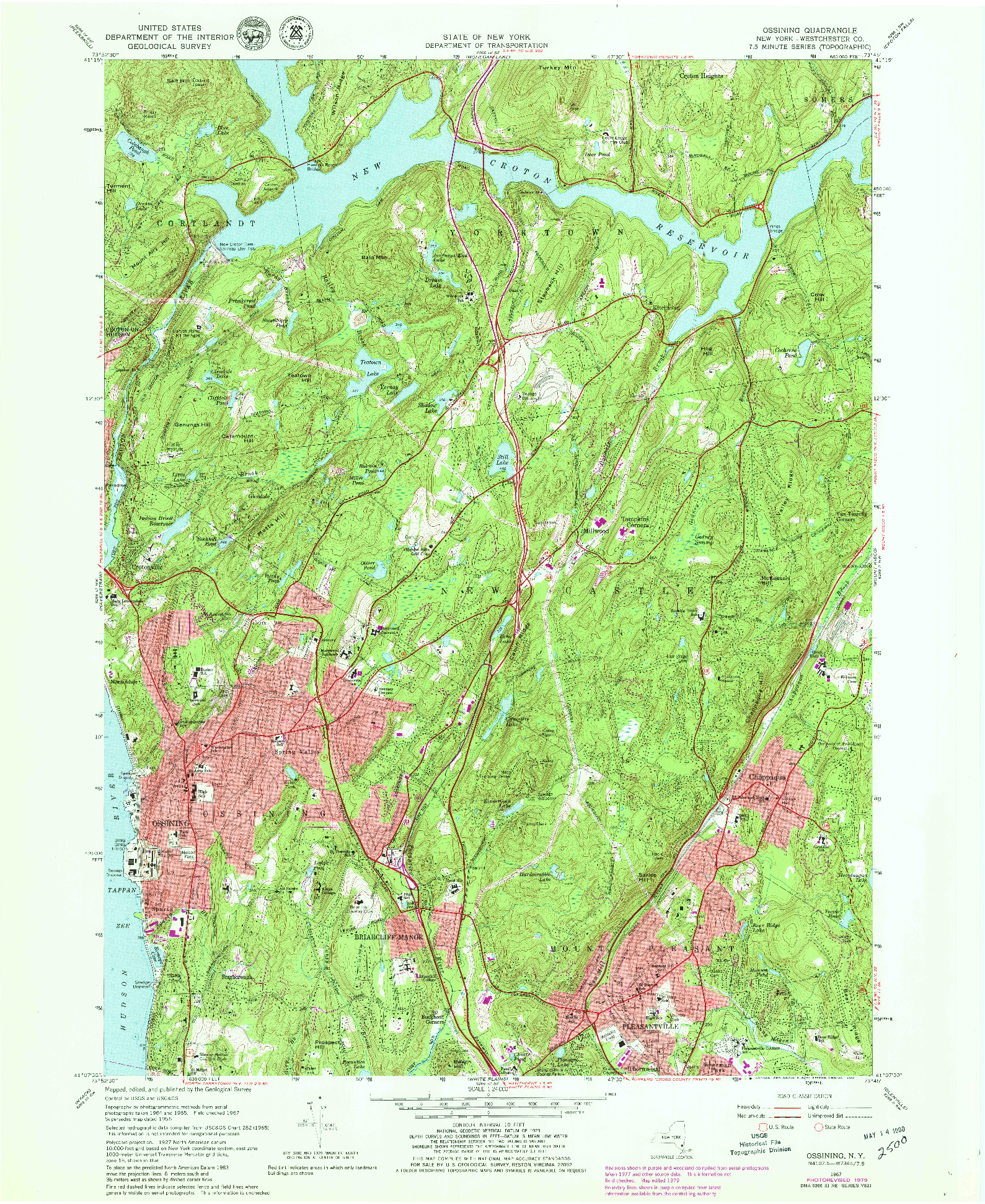 USGS 1:24000-SCALE QUADRANGLE FOR OSSINING, NY 1967