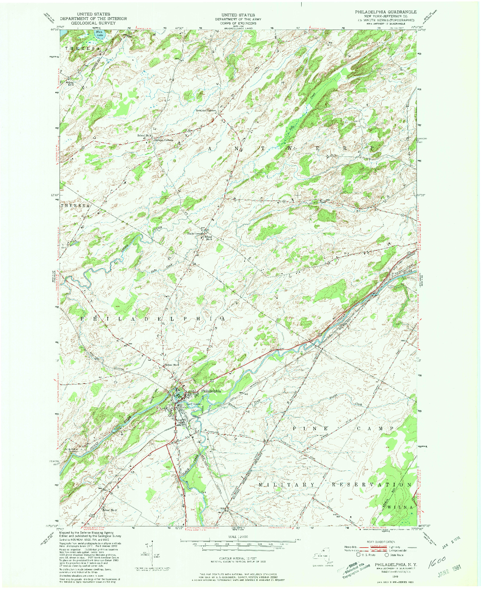 USGS 1:24000-SCALE QUADRANGLE FOR PHILADELPHIA, NY 1949