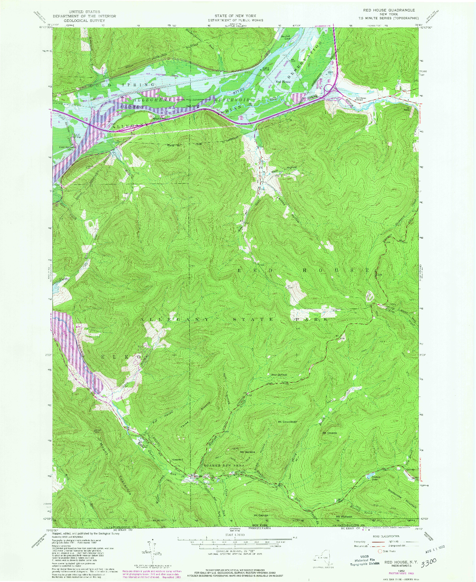 USGS 1:24000-SCALE QUADRANGLE FOR RED HOUSE, NY 1962