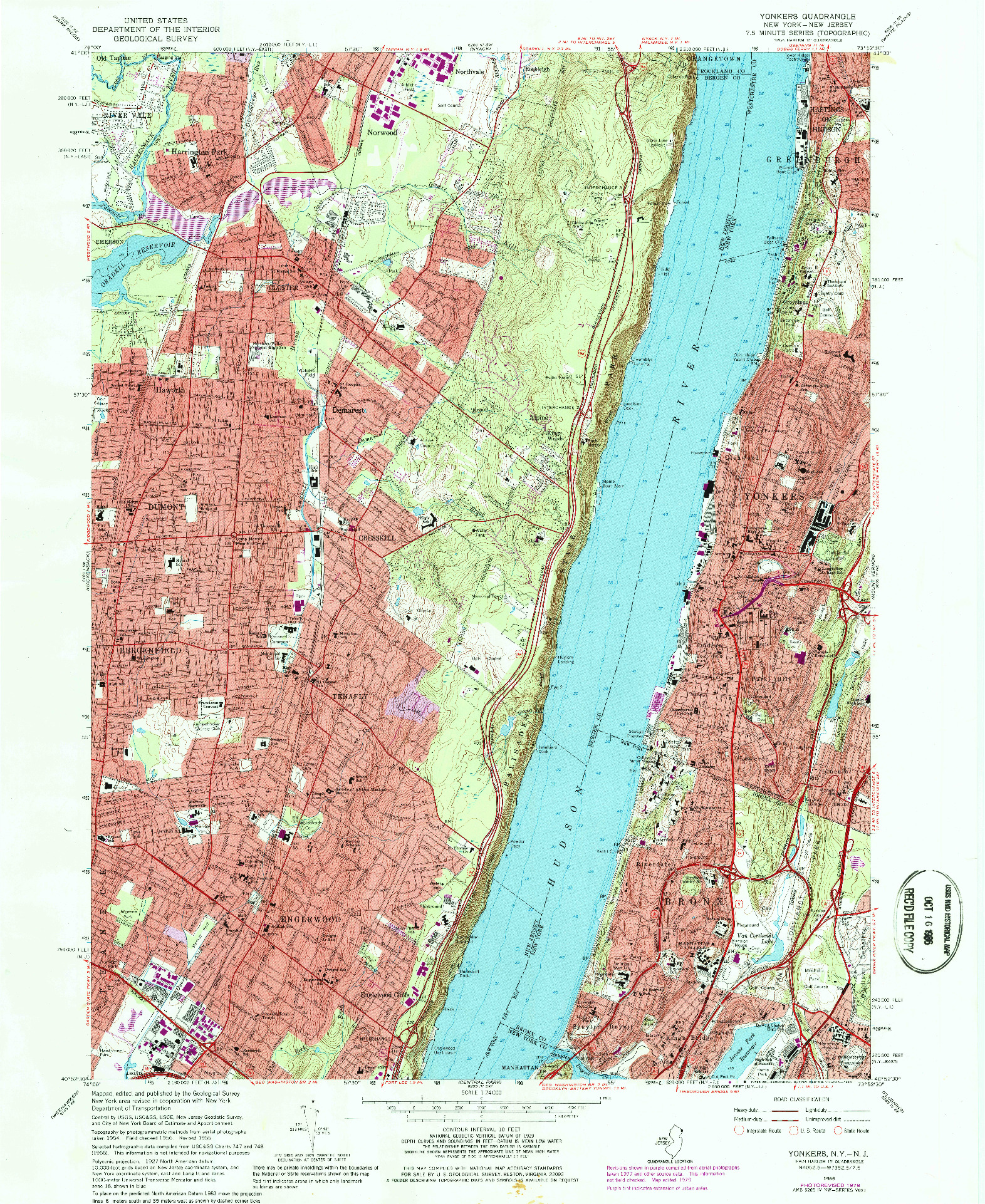 USGS 1:24000-SCALE QUADRANGLE FOR YONKERS, NY 1966