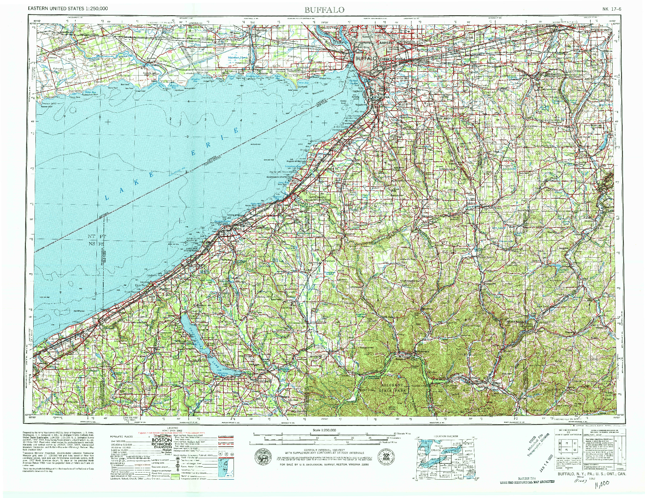 USGS 1:250000-SCALE QUADRANGLE FOR BUFFALO, NY 1962