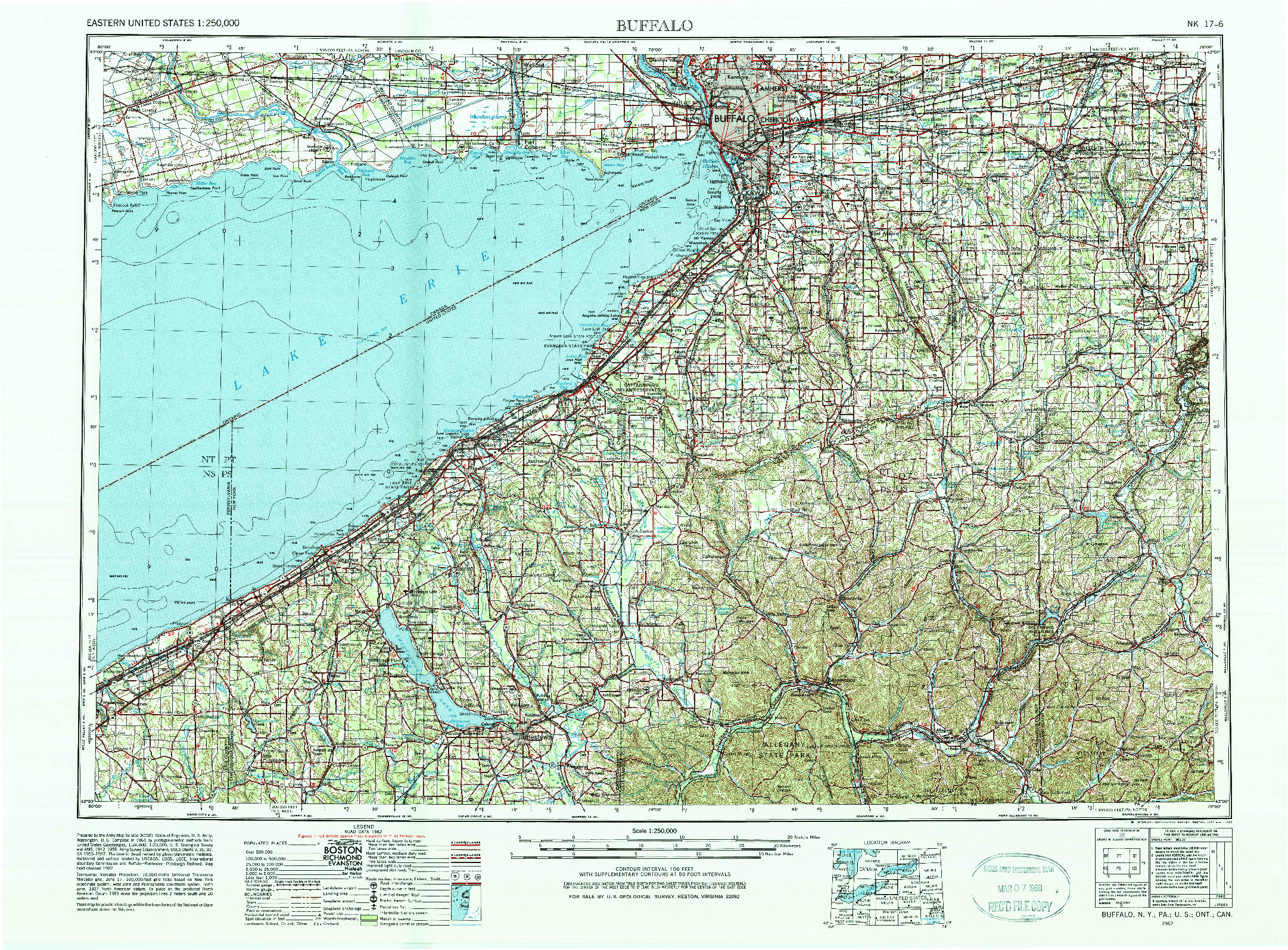 USGS 1:250000-SCALE QUADRANGLE FOR BUFFALO, NY 1962