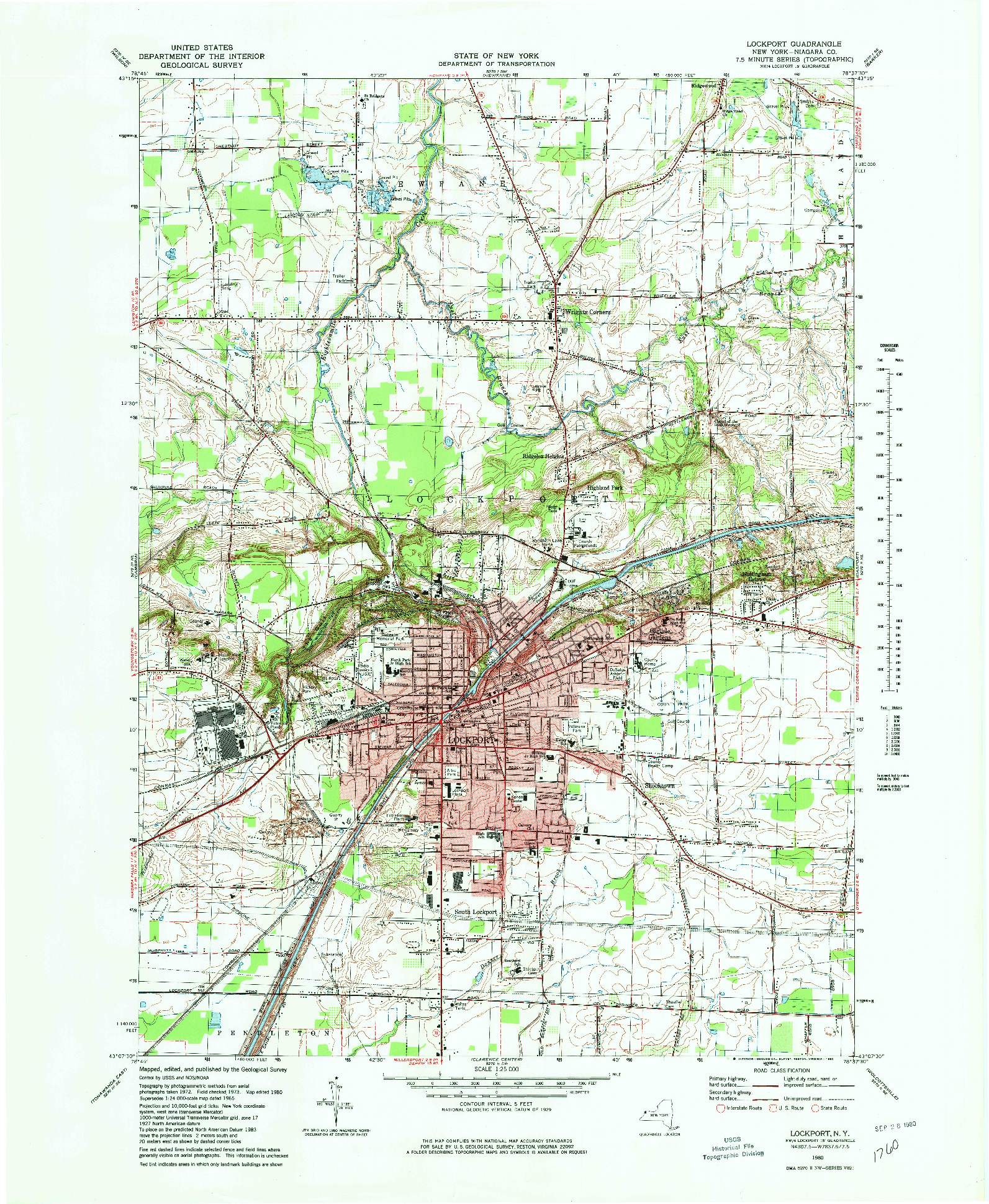 USGS 1:25000-SCALE QUADRANGLE FOR LOCKPORT, NY 1980