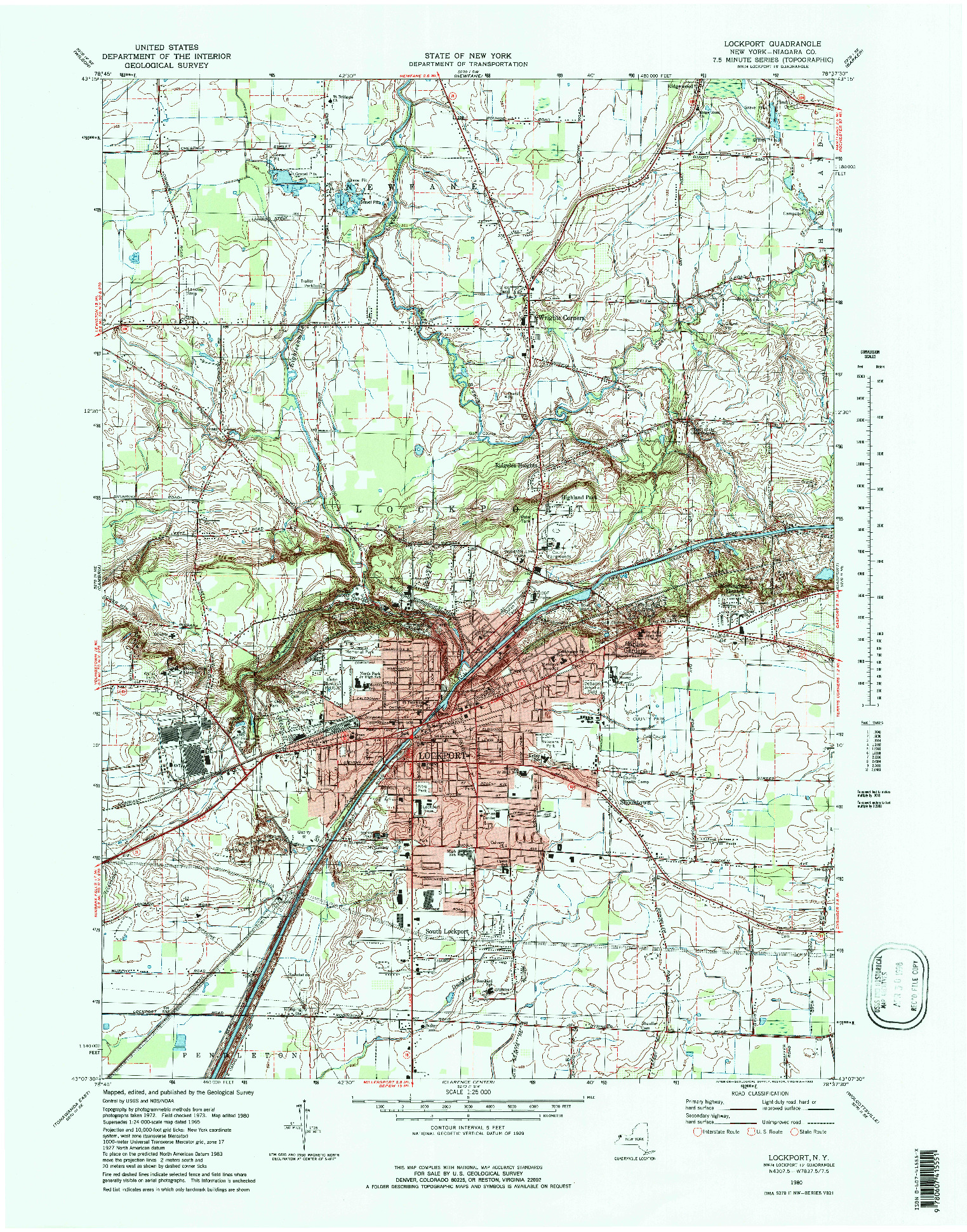 USGS 1:25000-SCALE QUADRANGLE FOR LOCKPORT, NY 1980