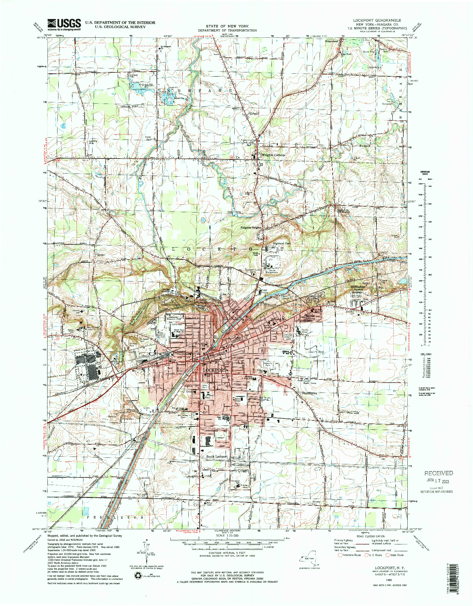 USGS 1:25000-SCALE QUADRANGLE FOR LOCKPORT, NY 1980