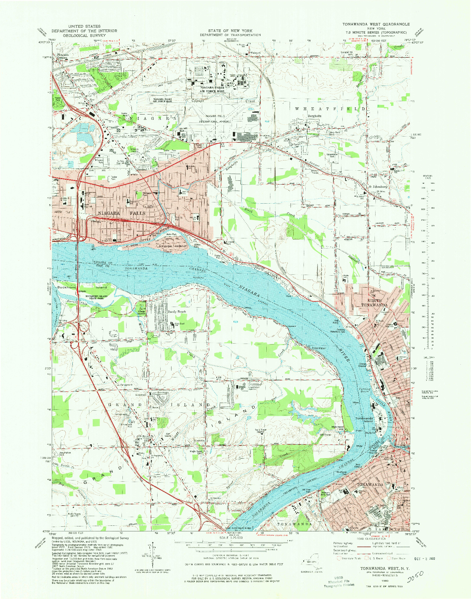 USGS 1:25000-SCALE QUADRANGLE FOR TONAWANDA WEST, NY 1980