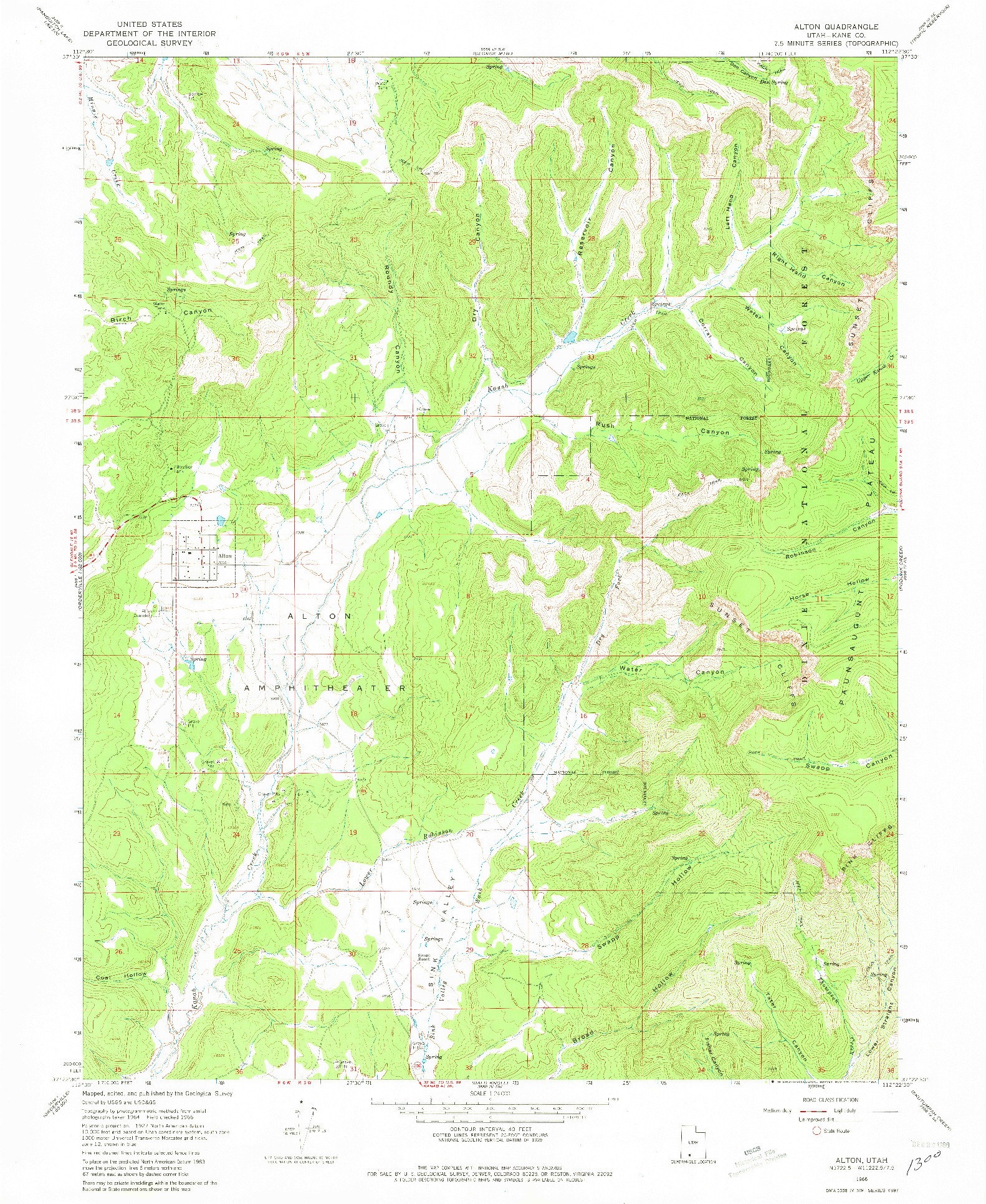 USGS 1:24000-SCALE QUADRANGLE FOR ALTON, UT 1966