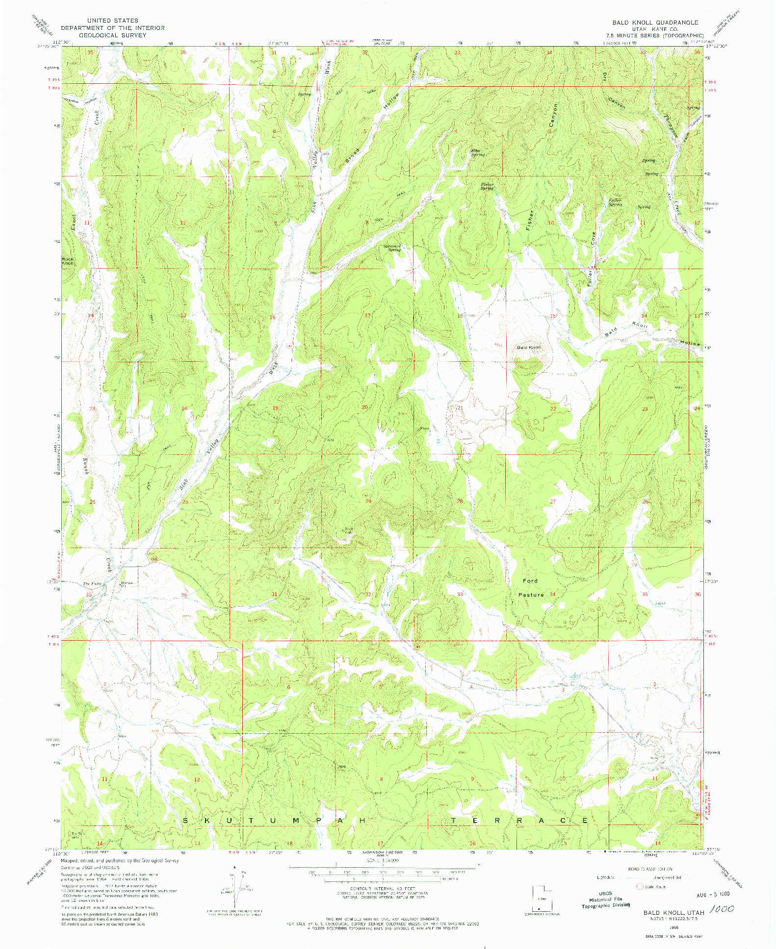 USGS 1:24000-SCALE QUADRANGLE FOR BALD KNOLL, UT 1966