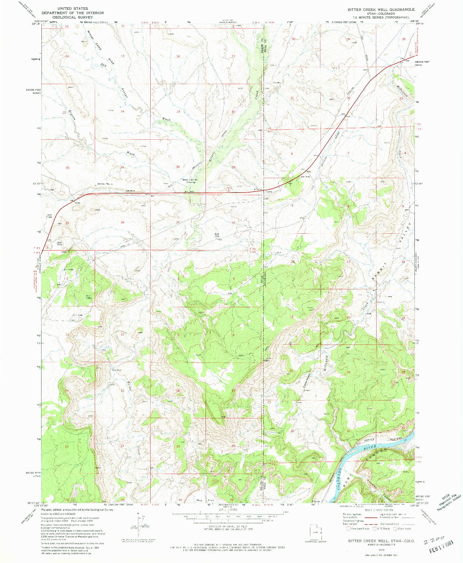 USGS 1:24000-SCALE QUADRANGLE FOR BITTER CREEK WELL, UT 1970