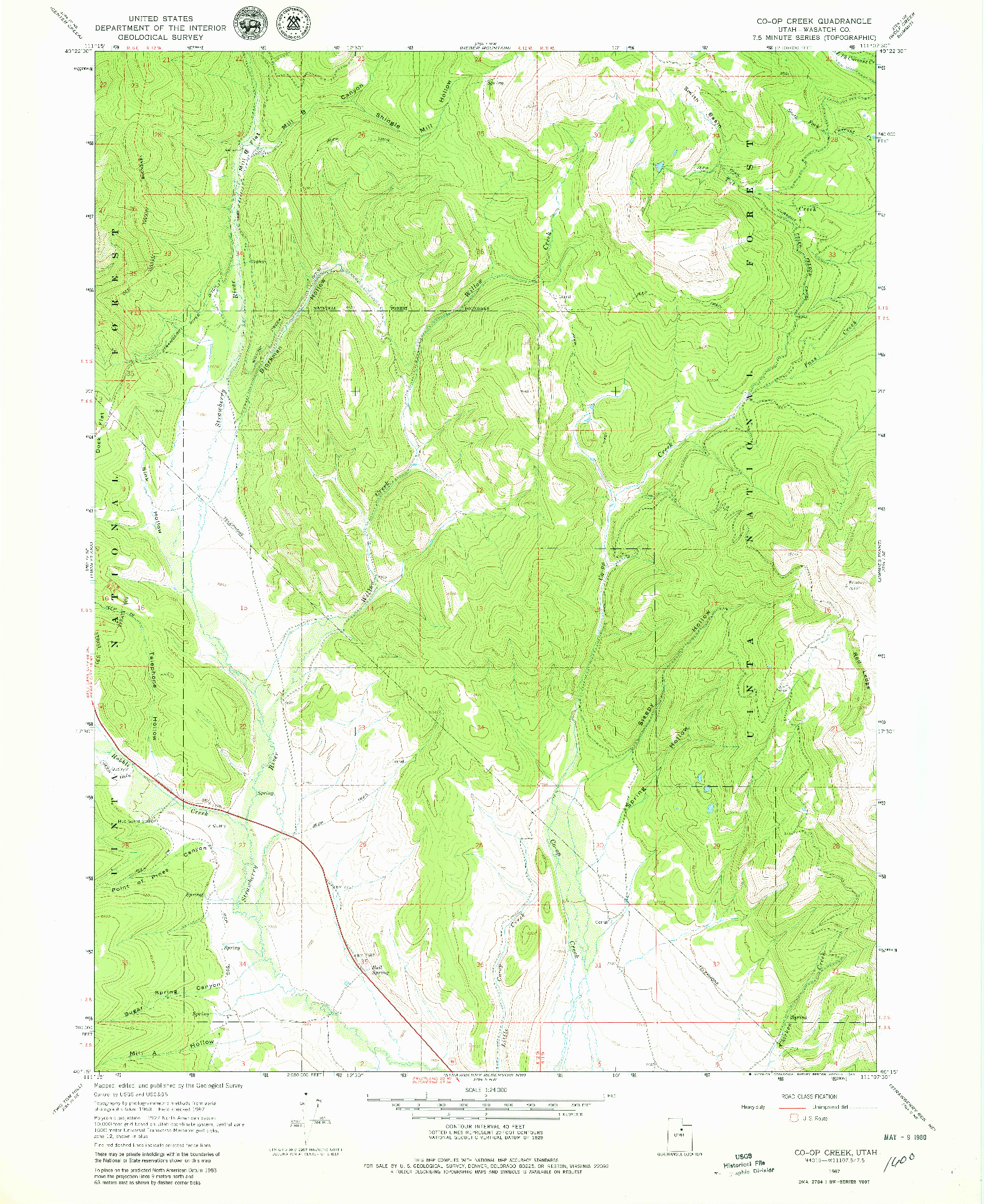 USGS 1:24000-SCALE QUADRANGLE FOR CO-OP CREEK, UT 1967