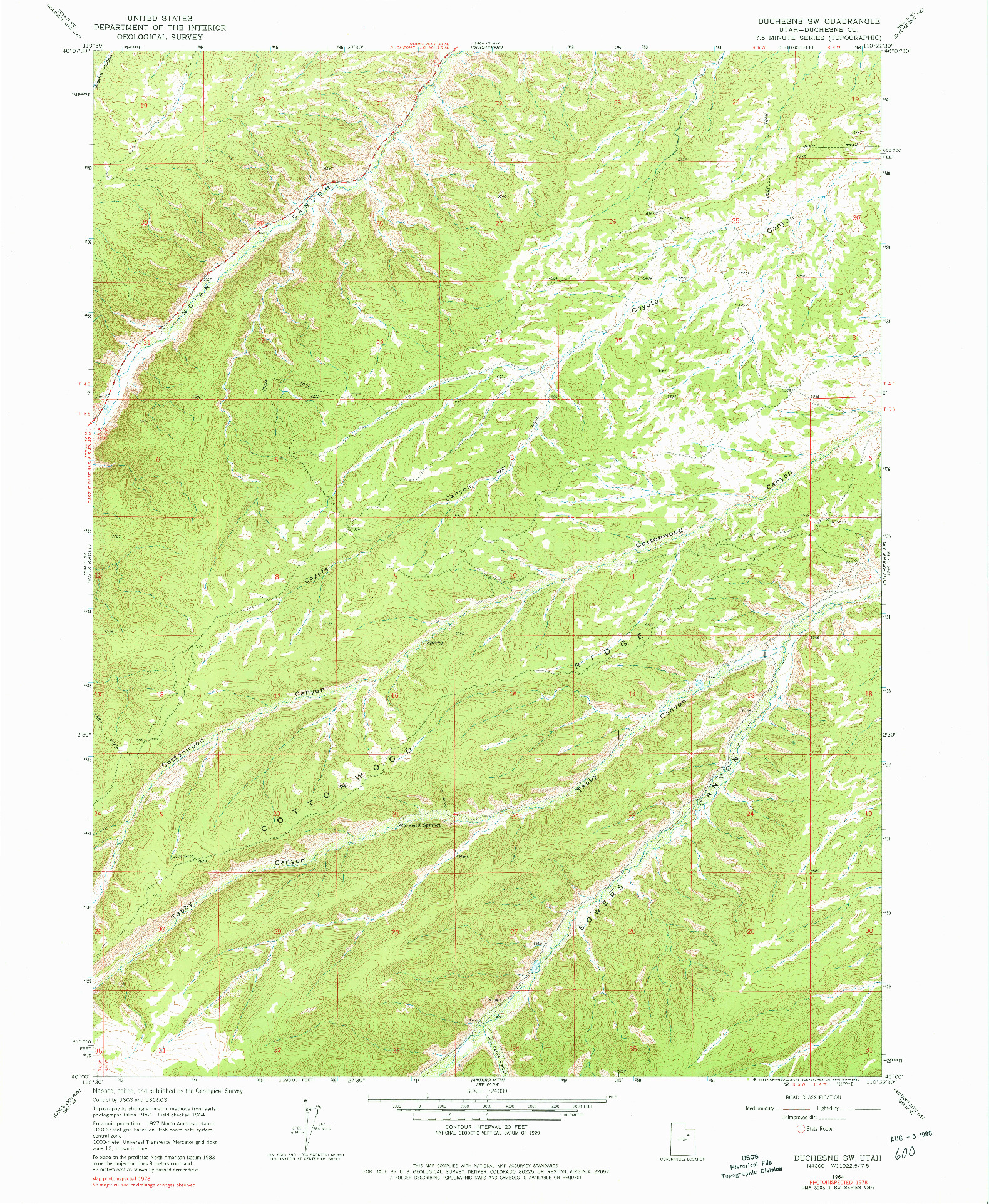 USGS 1:24000-SCALE QUADRANGLE FOR DUCHESNE SW, UT 1964