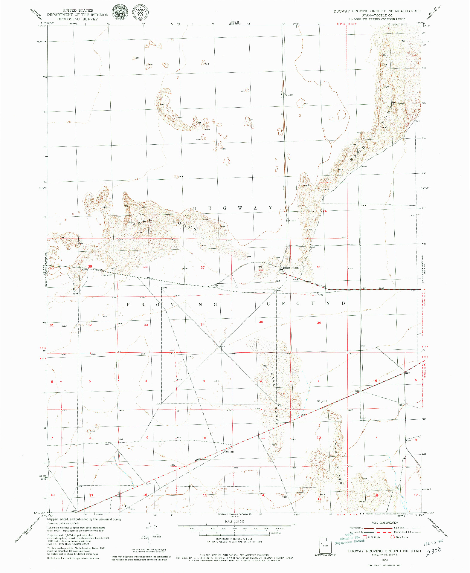 USGS 1:24000-SCALE QUADRANGLE FOR DUGWAY PROVING GROUND NE, UT 1954