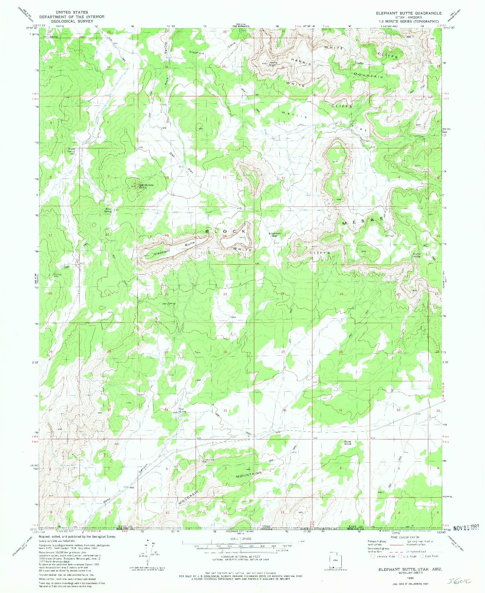 USGS 1:24000-SCALE QUADRANGLE FOR ELEPHANT BUTTE, UT 1980