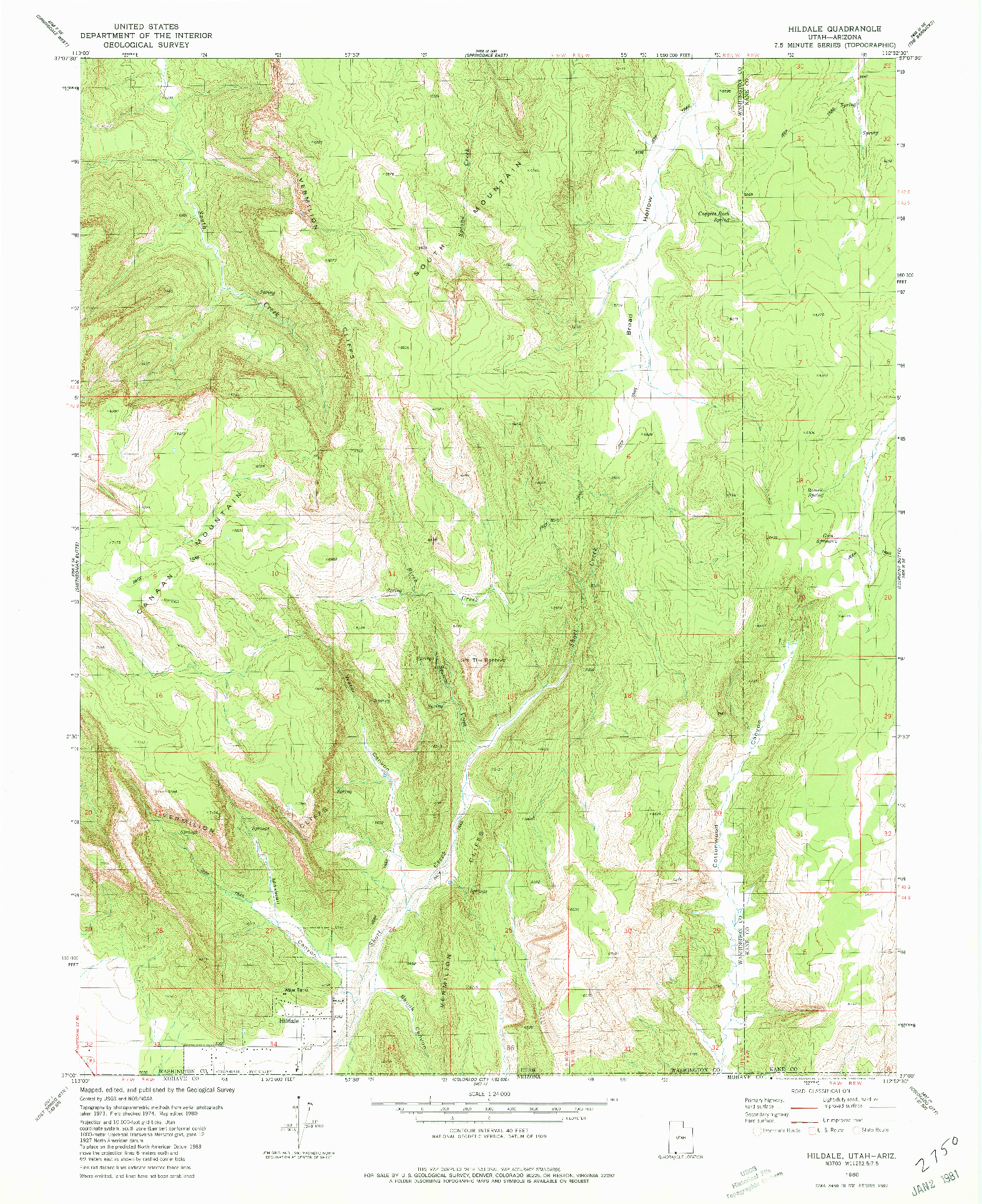 USGS 1:24000-SCALE QUADRANGLE FOR HILDALE, UT 1980