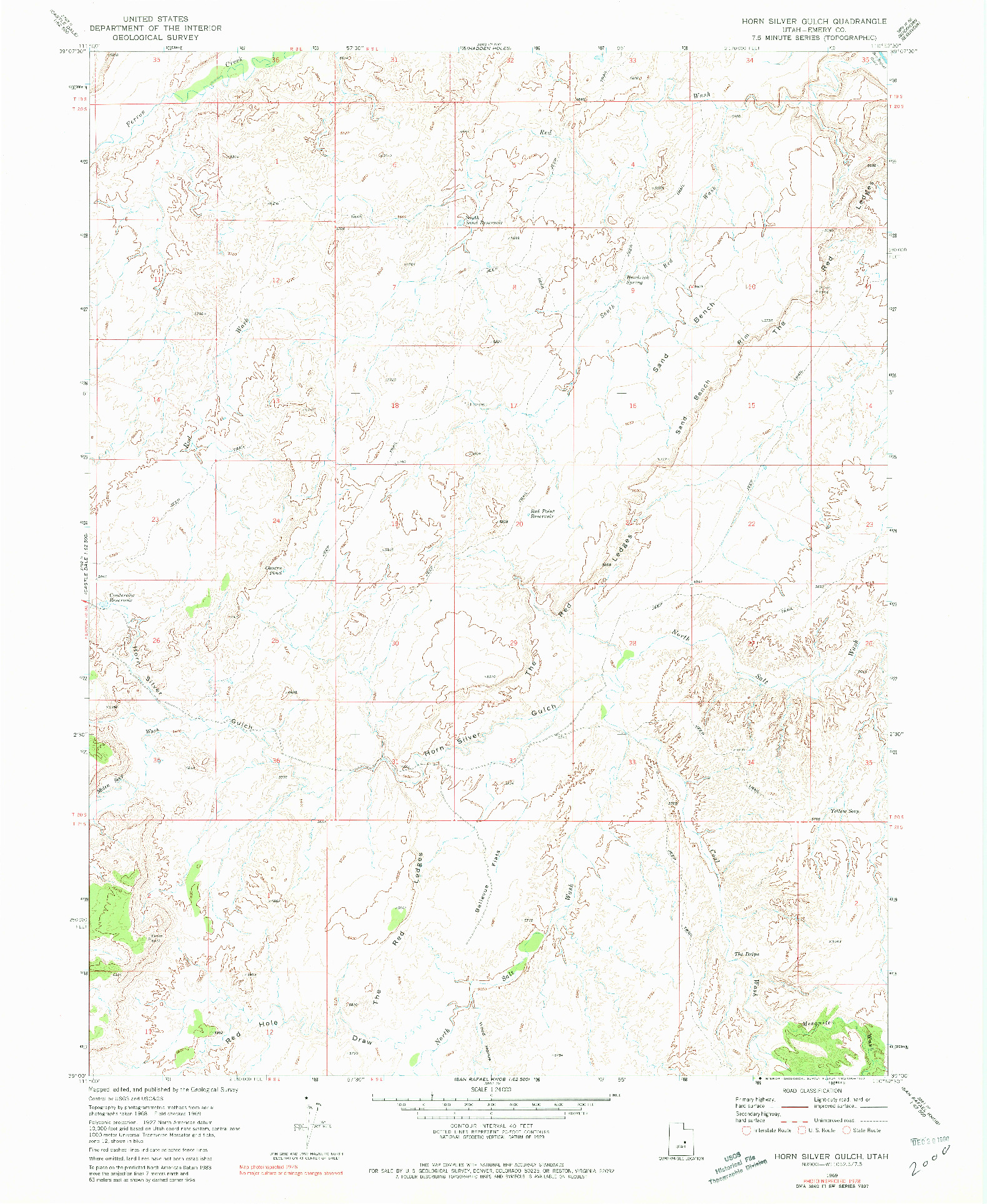 USGS 1:24000-SCALE QUADRANGLE FOR HORN SILVER GULCH, UT 1969