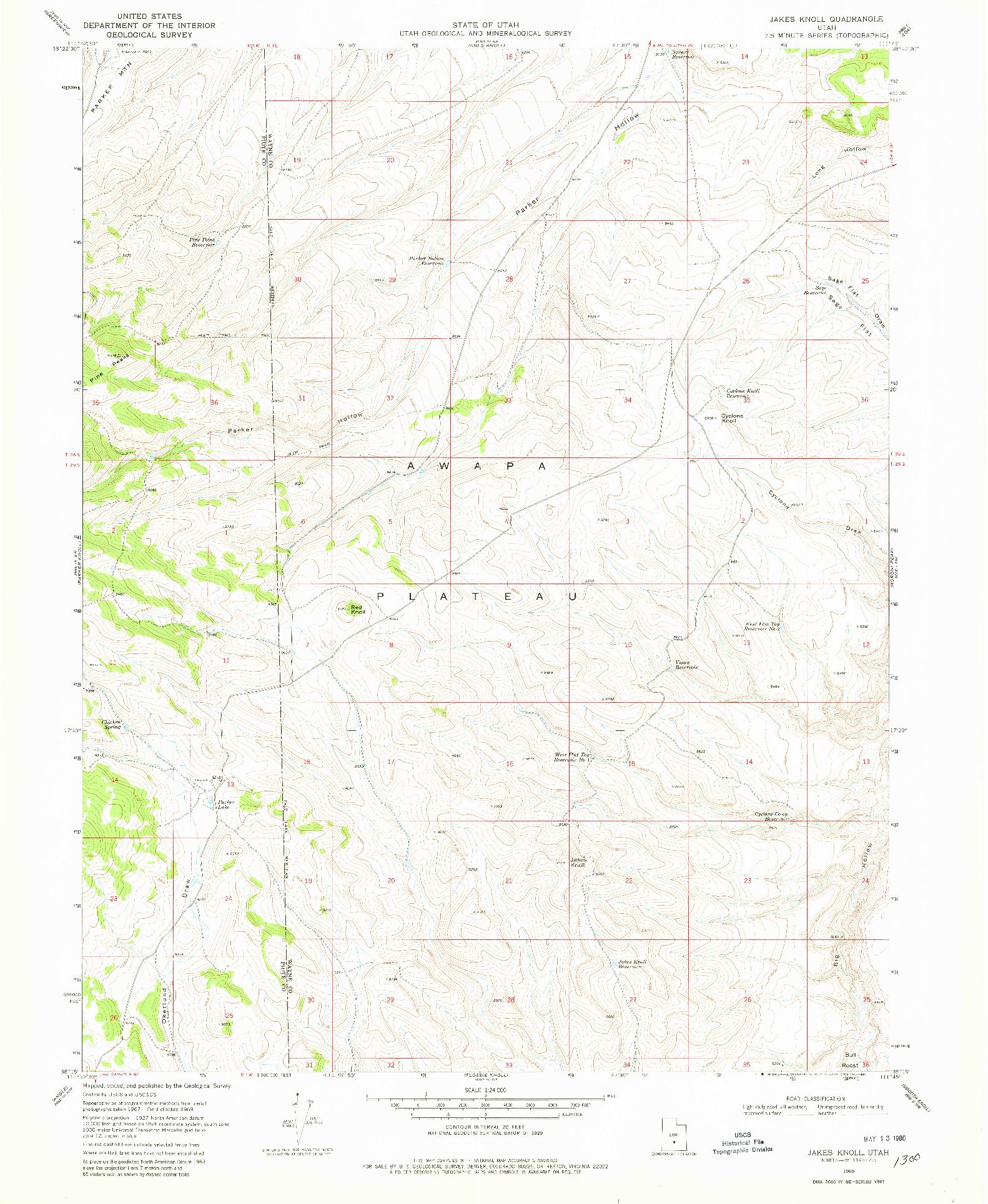 USGS 1:24000-SCALE QUADRANGLE FOR JAKES KNOLL, UT 1969