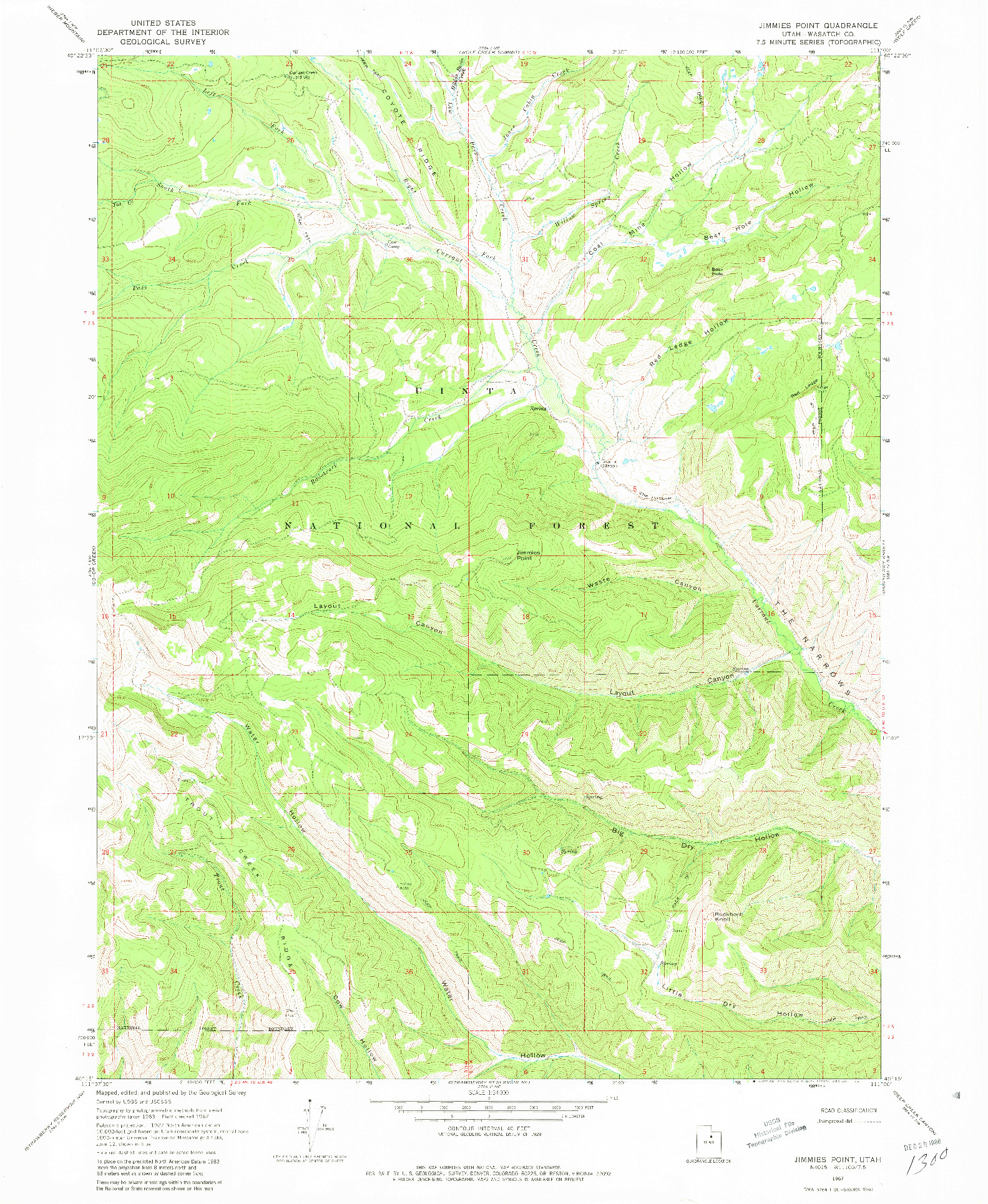 USGS 1:24000-SCALE QUADRANGLE FOR JIMMIES POINT, UT 1967