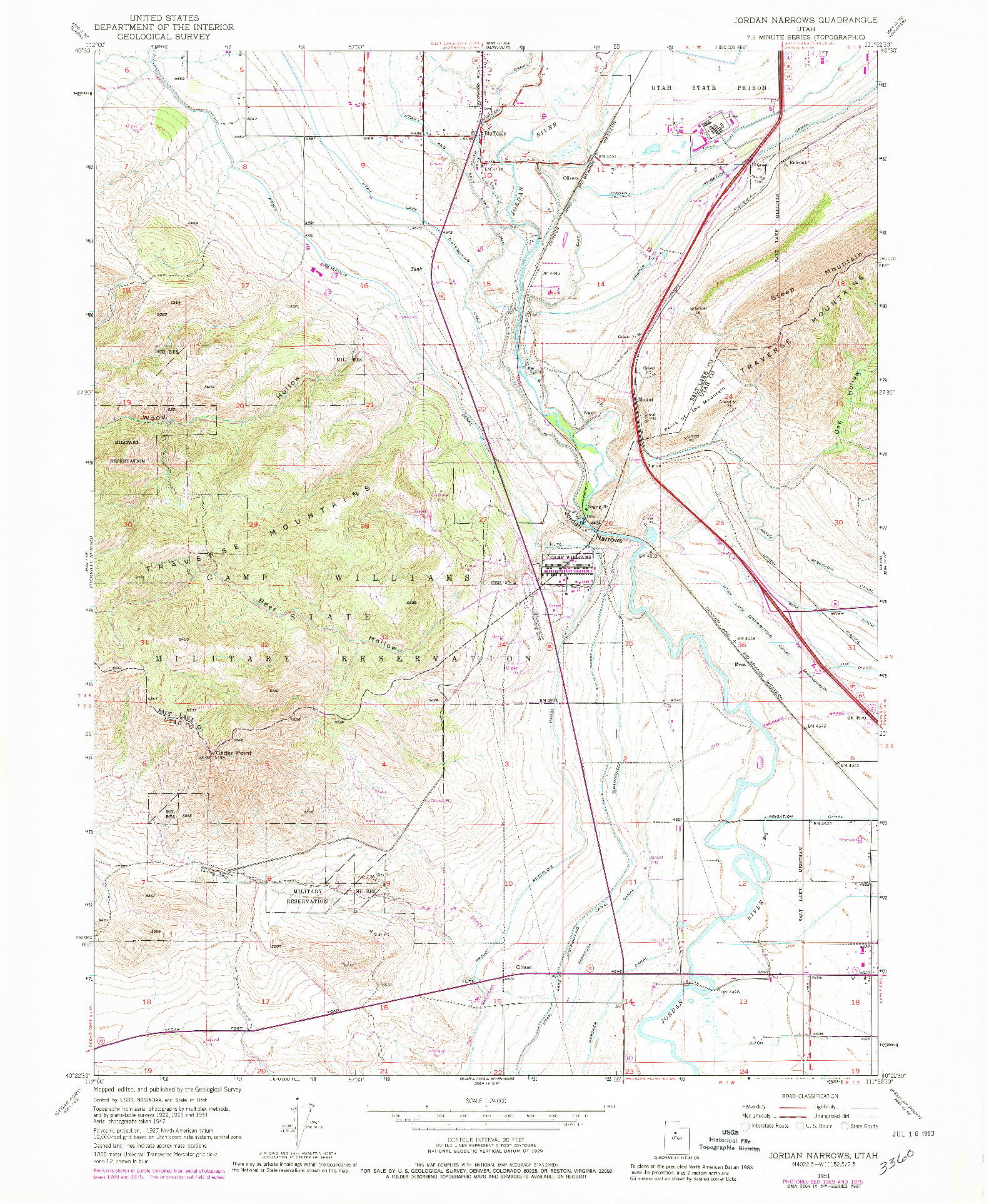 USGS 1:24000-SCALE QUADRANGLE FOR JONES NARROWS, UT 1951