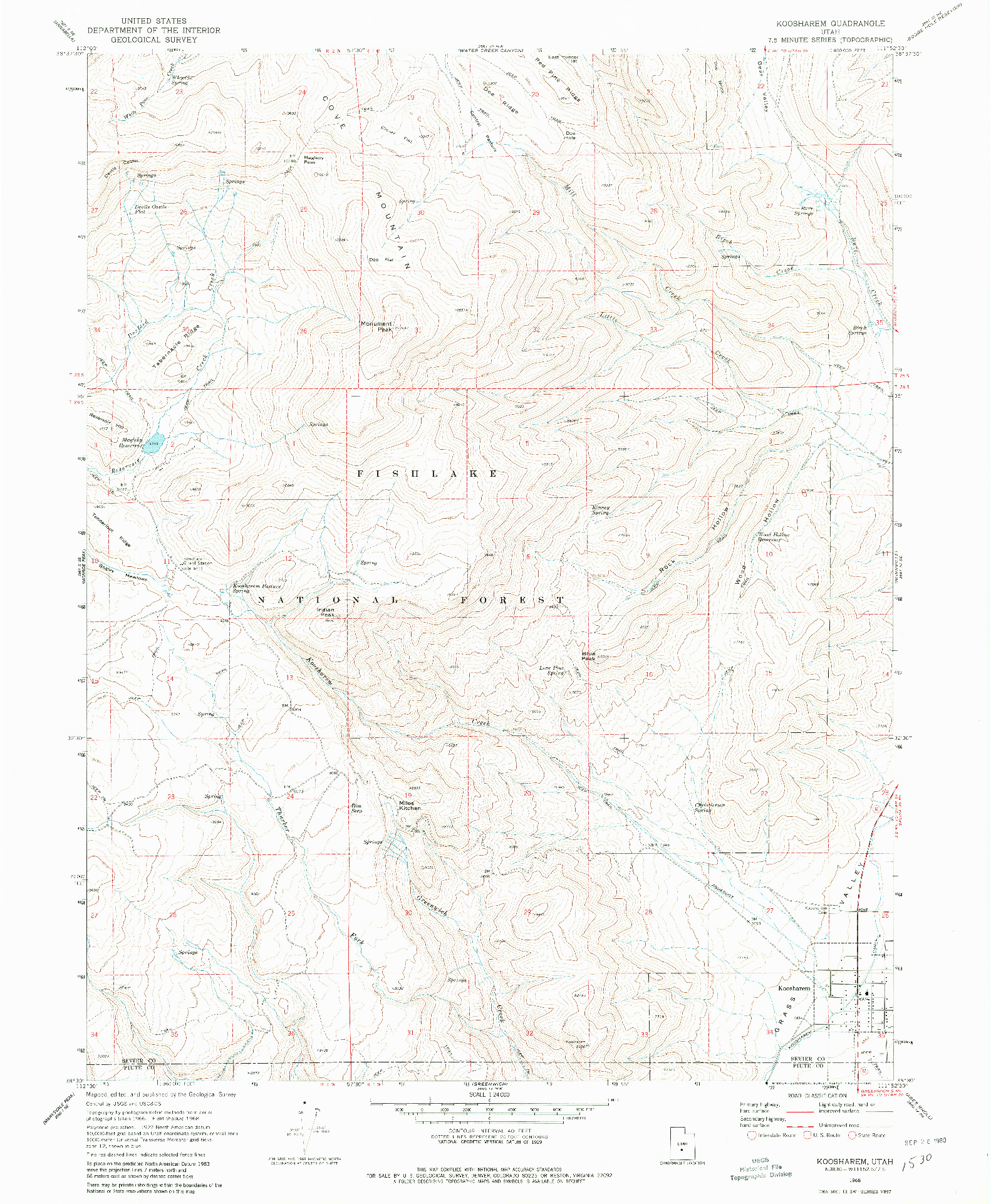 USGS 1:24000-SCALE QUADRANGLE FOR KOOSHAREM, UT 1968