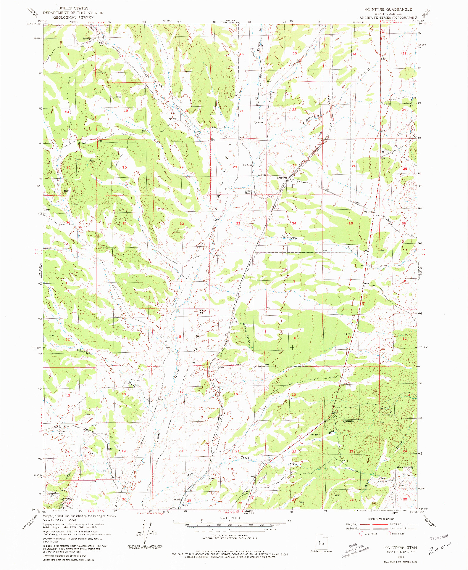 USGS 1:24000-SCALE QUADRANGLE FOR MC INTYRE, UT 1954