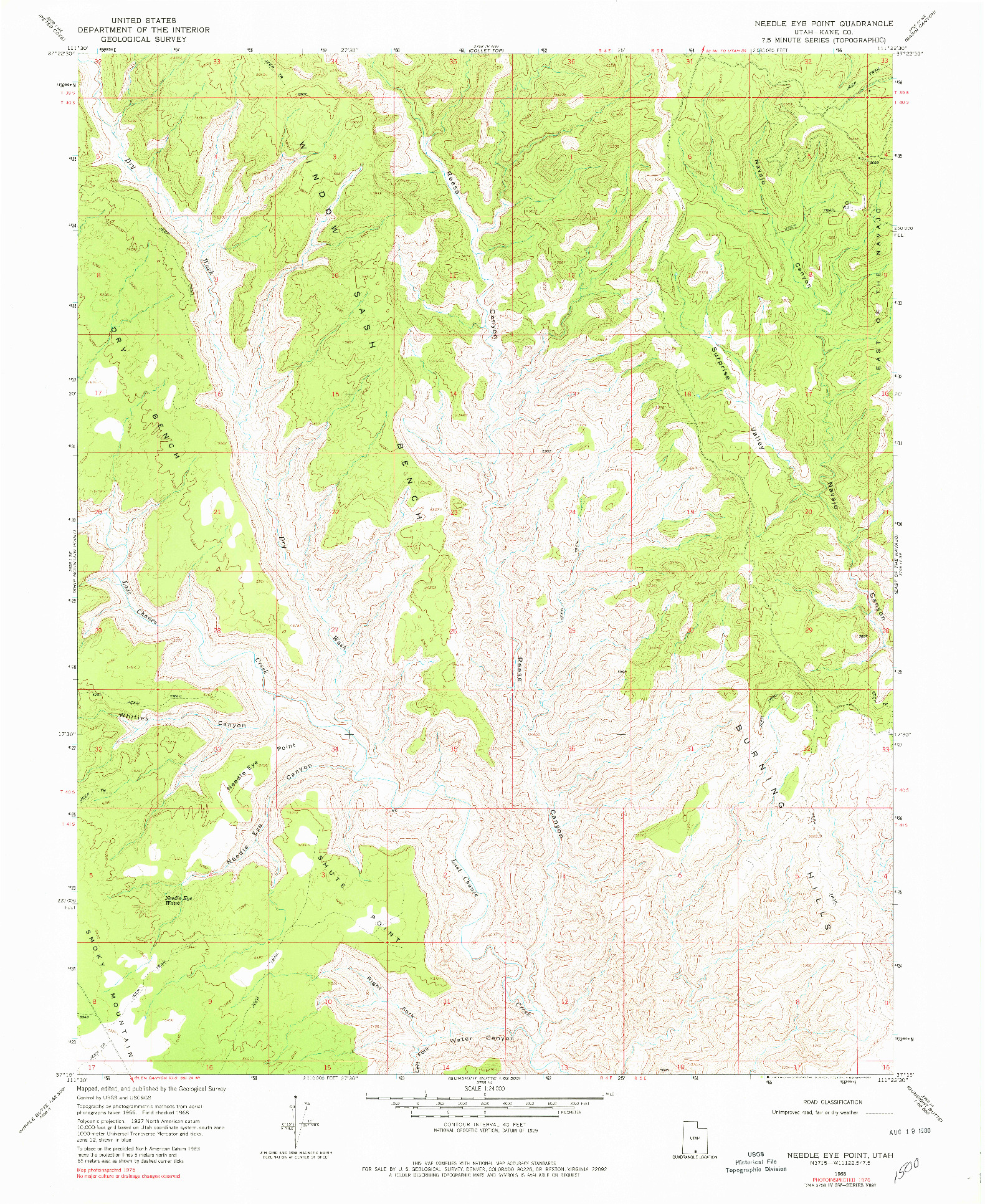 USGS 1:24000-SCALE QUADRANGLE FOR NEEDLE EYE POINT, UT 1968