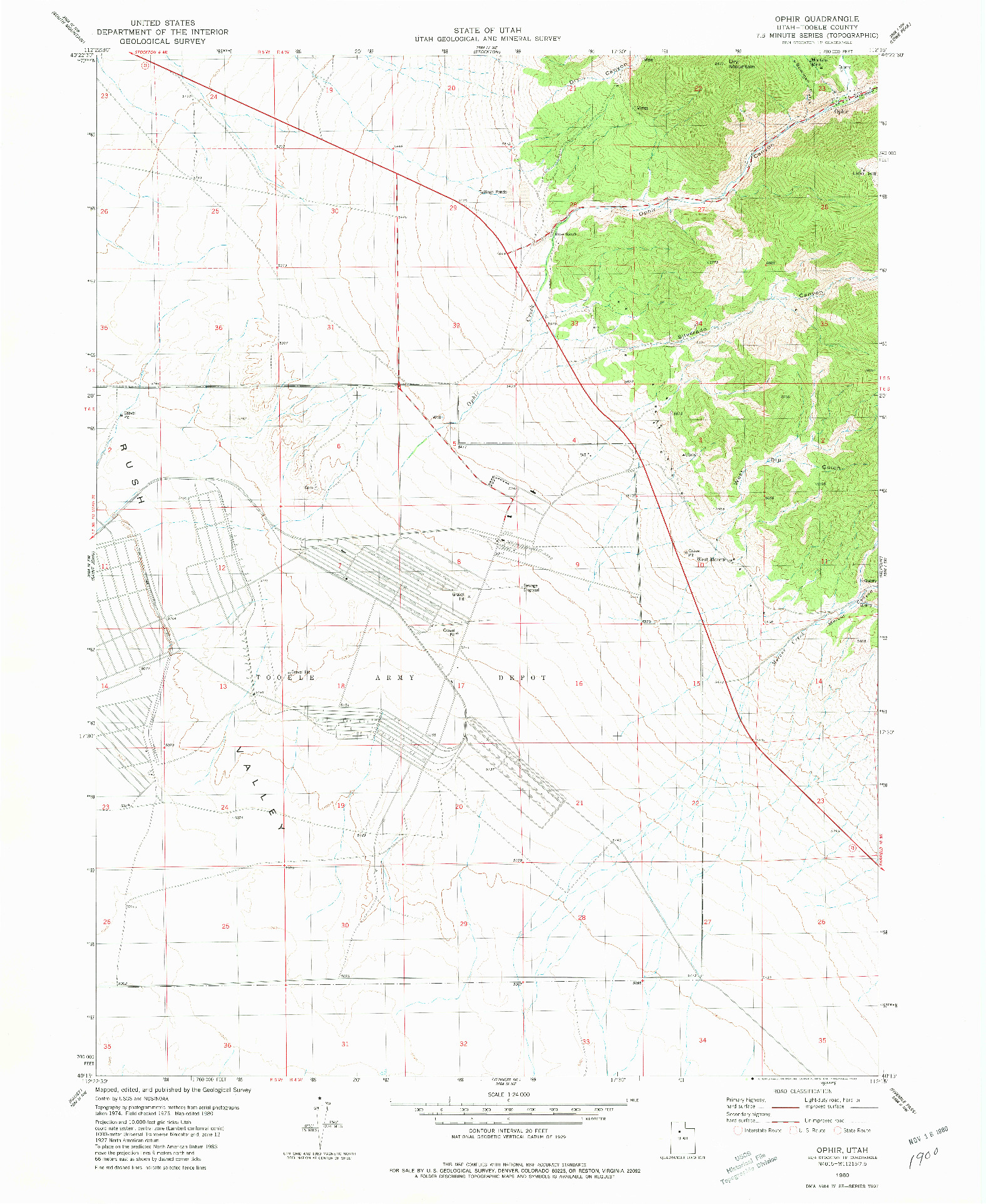 USGS 1:24000-SCALE QUADRANGLE FOR OPHIR, UT 1980