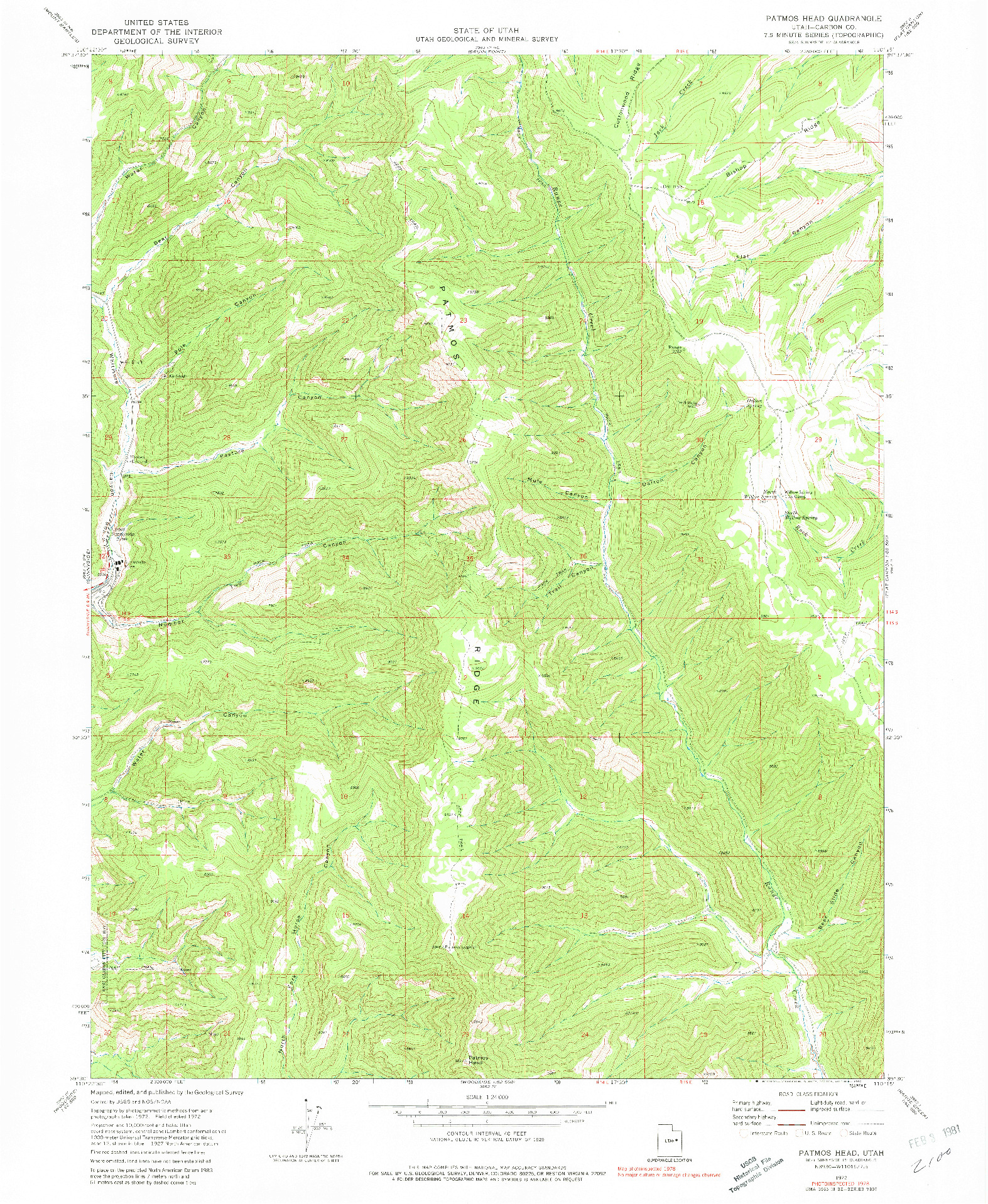 USGS 1:24000-SCALE QUADRANGLE FOR PATMOS HEAD, UT 1972