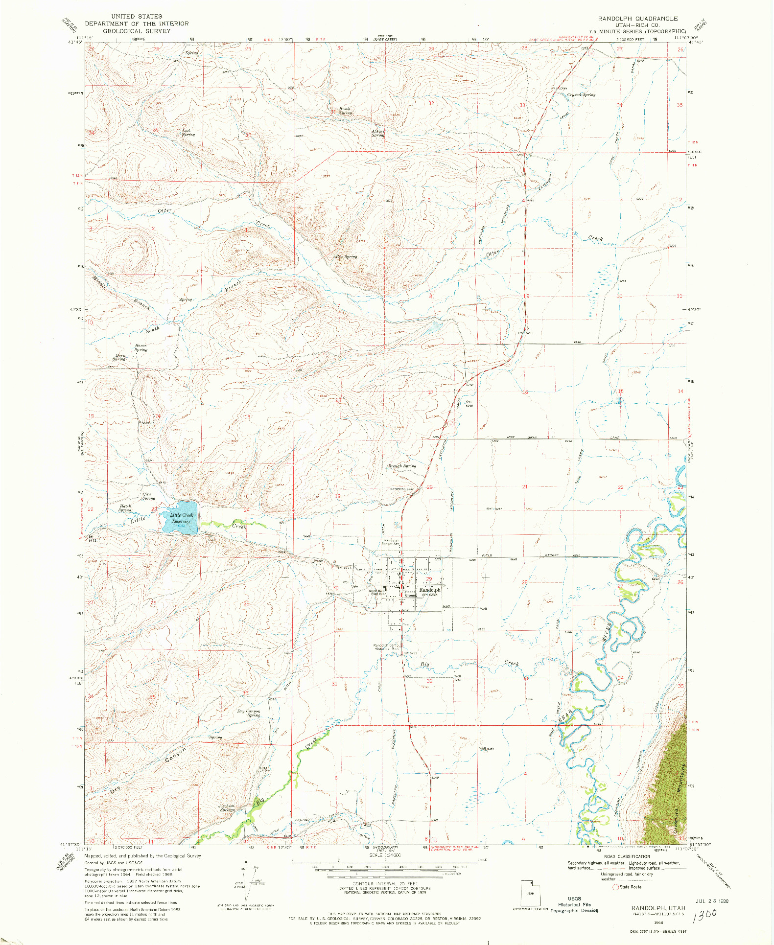 USGS 1:24000-SCALE QUADRANGLE FOR RANDOLPH, UT 1968