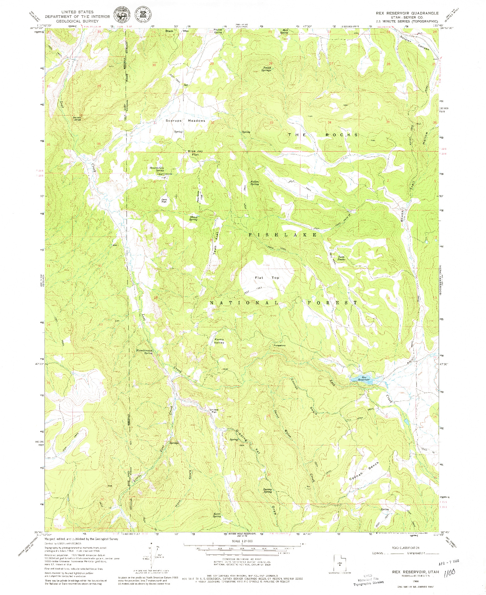 USGS 1:24000-SCALE QUADRANGLE FOR REX RESERVOIR, UT 1966