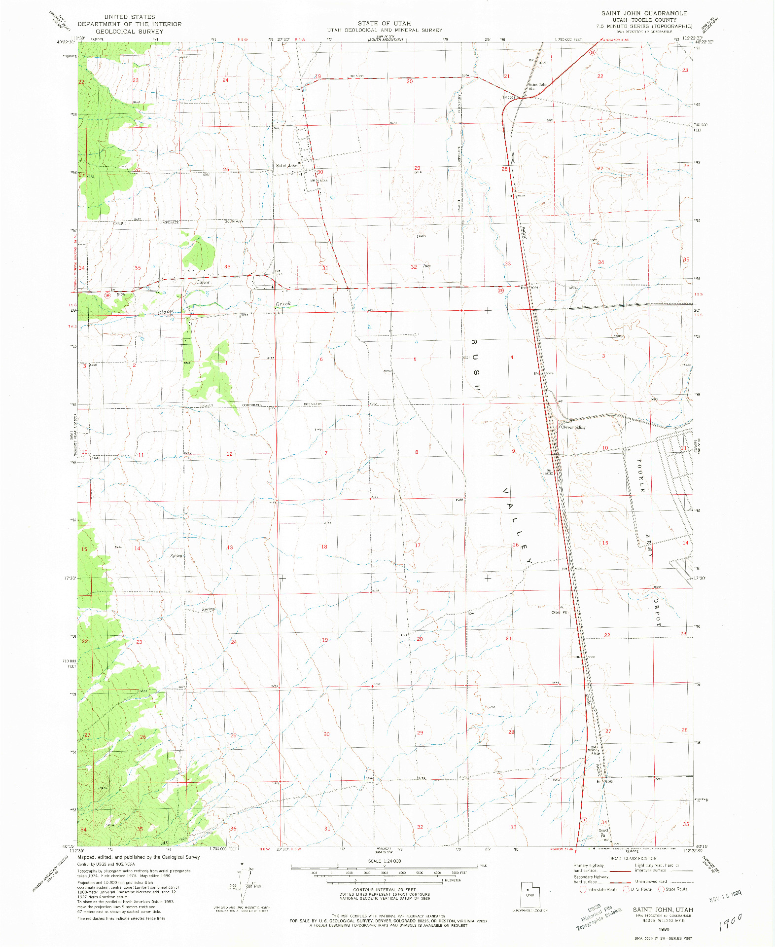 USGS 1:24000-SCALE QUADRANGLE FOR SAINT JOHN, UT 1980