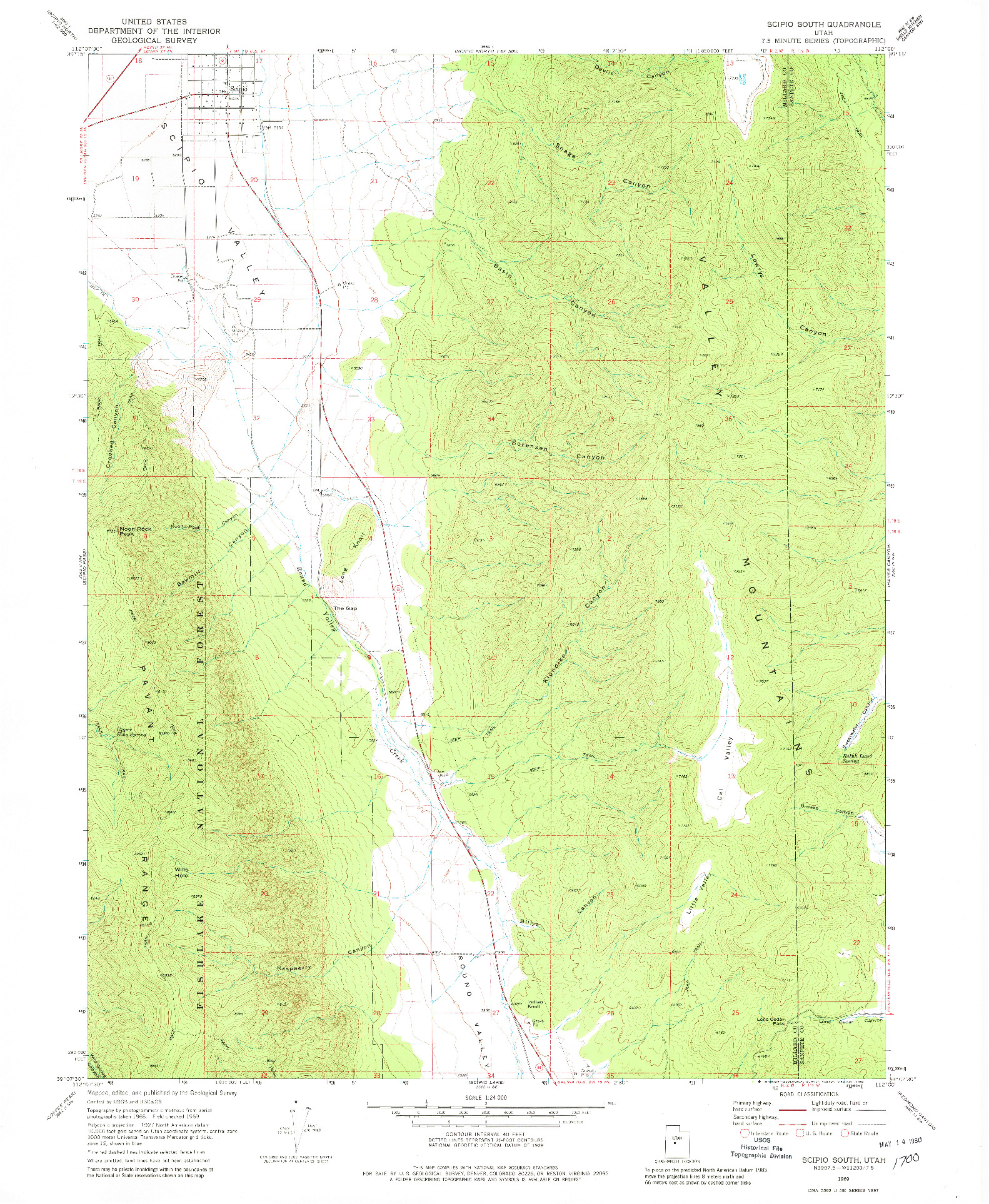 USGS 1:24000-SCALE QUADRANGLE FOR SCIPIO SOUTH, UT 1969
