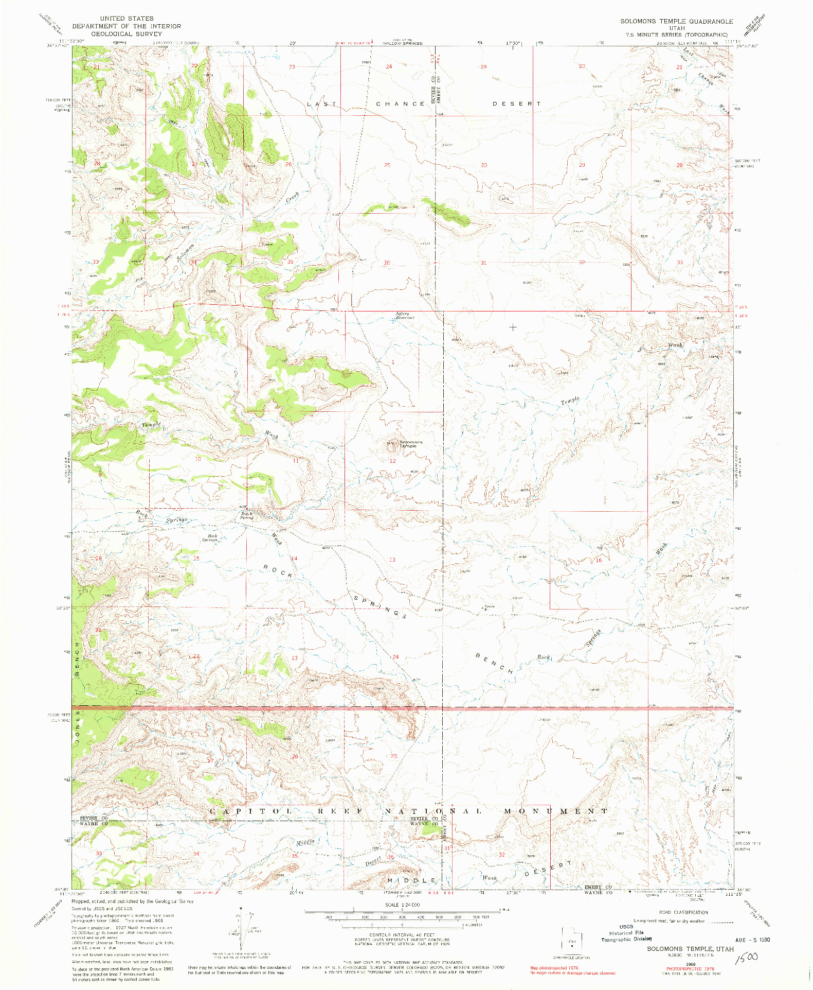 USGS 1:24000-SCALE QUADRANGLE FOR SOLOMONS TEMPLE, UT 1968