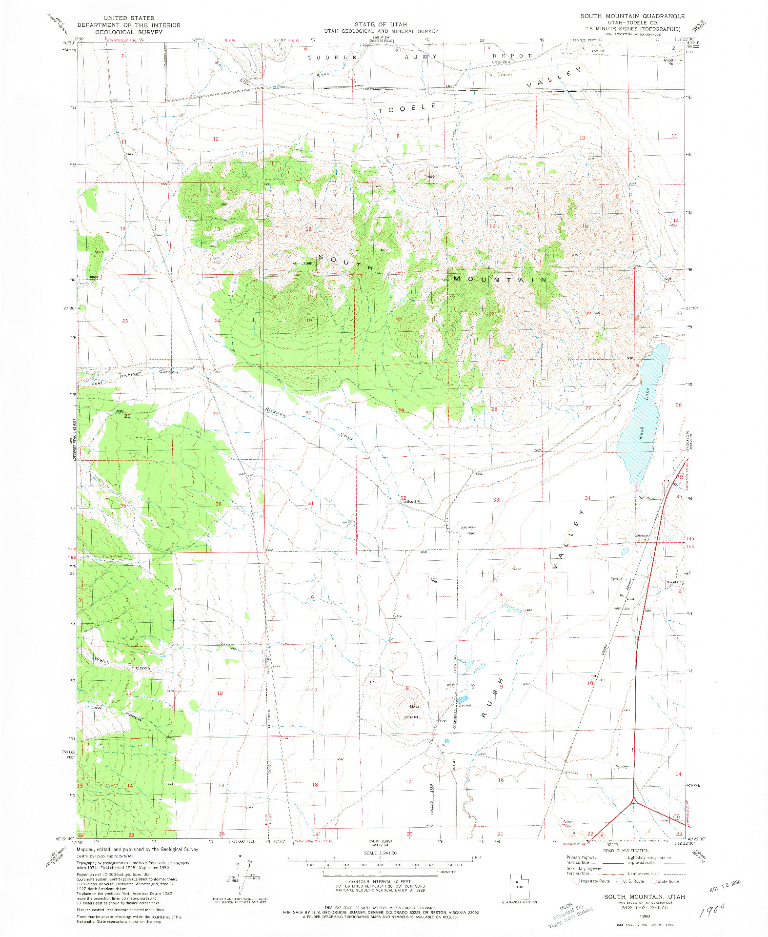 USGS 1:24000-SCALE QUADRANGLE FOR SOUTH MOUNTAIN, UT 1980