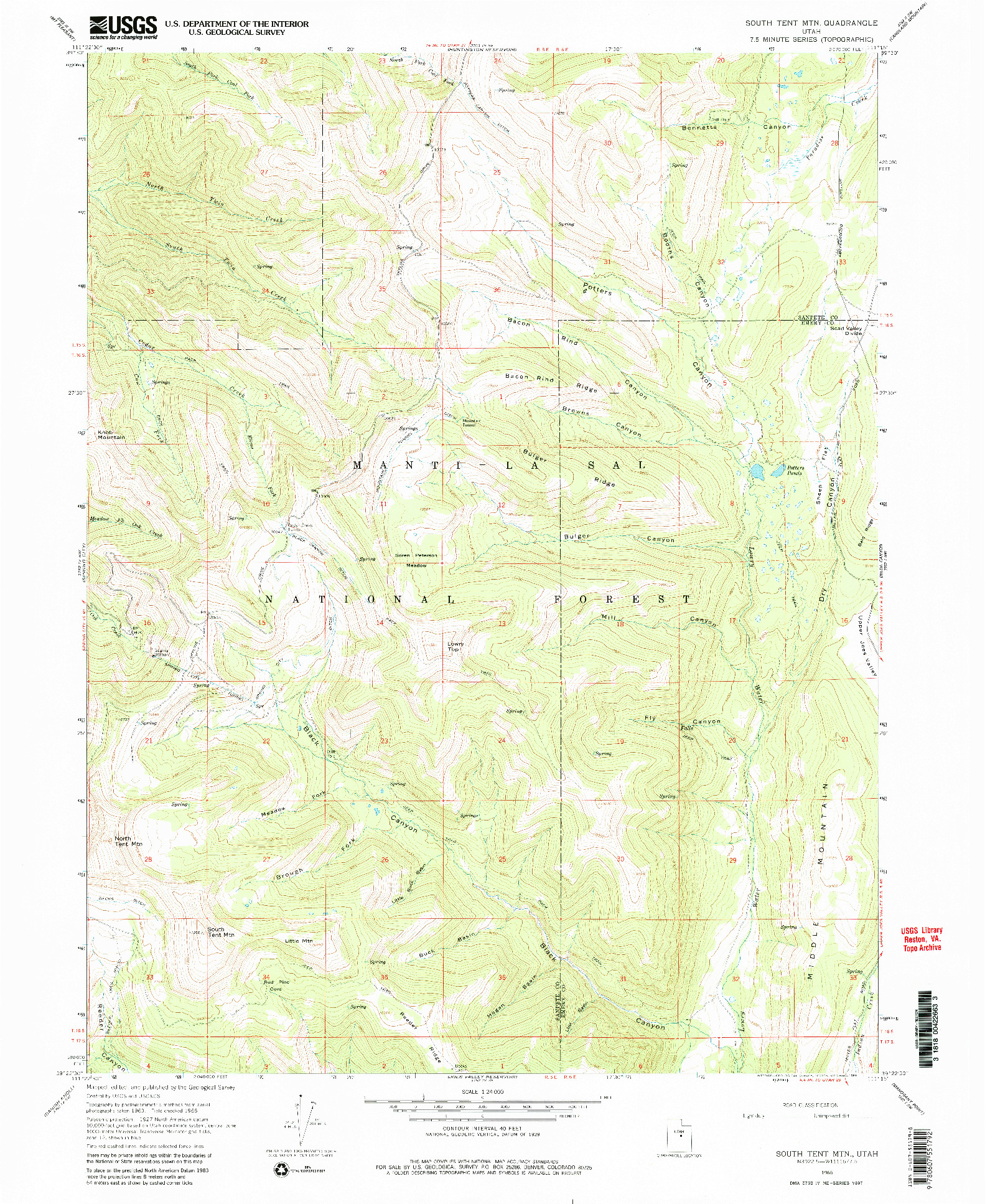USGS 1:24000-SCALE QUADRANGLE FOR SOUTH TENT MOUNTAIN, UT 1966