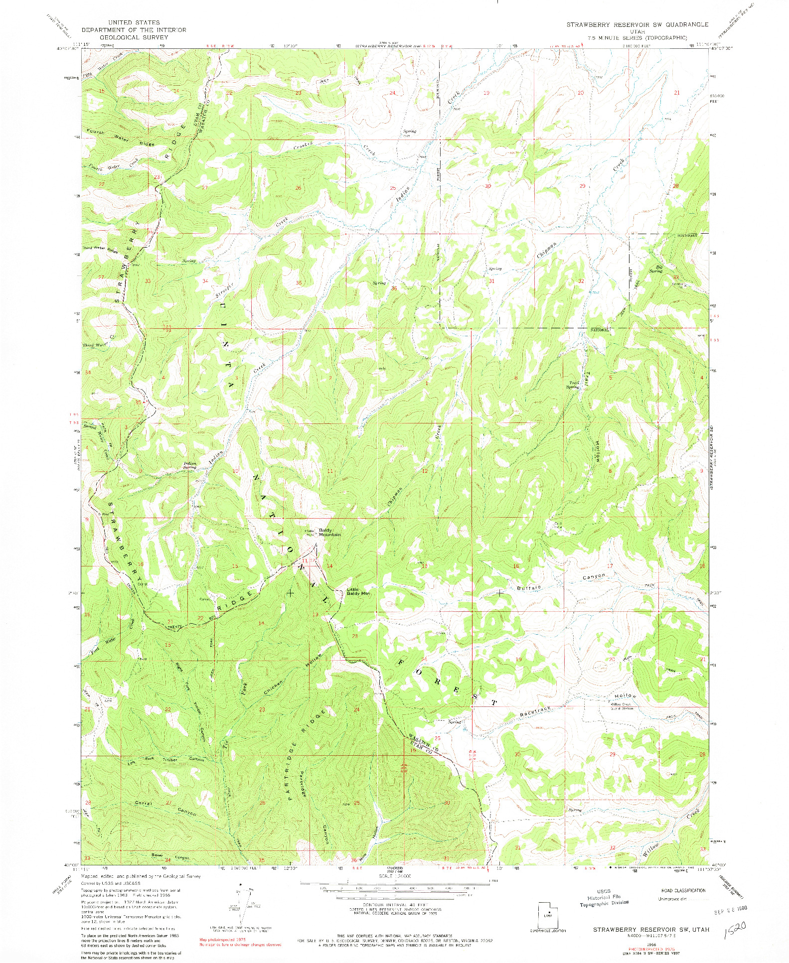 USGS 1:24000-SCALE QUADRANGLE FOR STRAWBERRY RESERVOIR SW, UT 1966