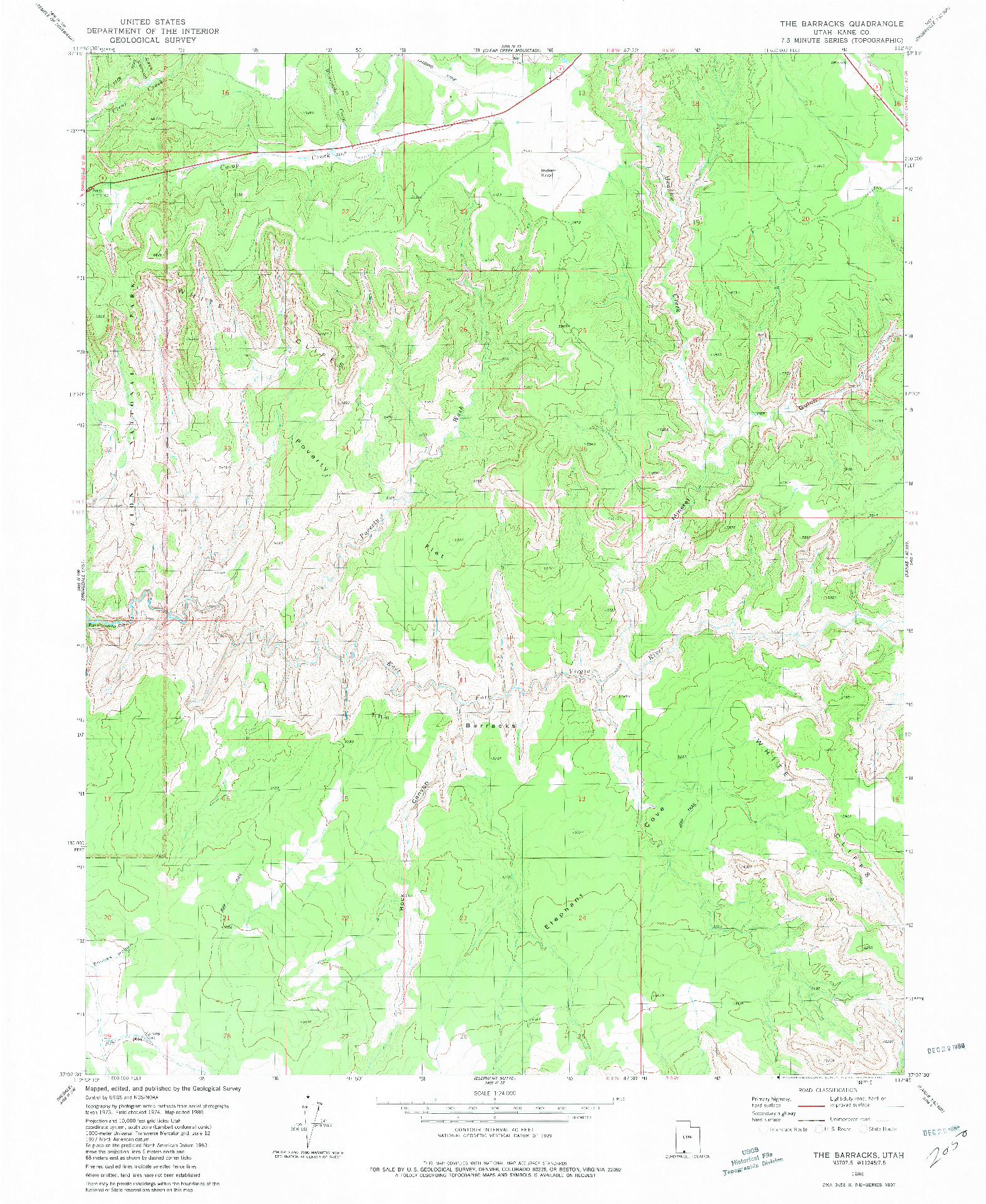 USGS 1:24000-SCALE QUADRANGLE FOR THE BARRACKS, UT 1980