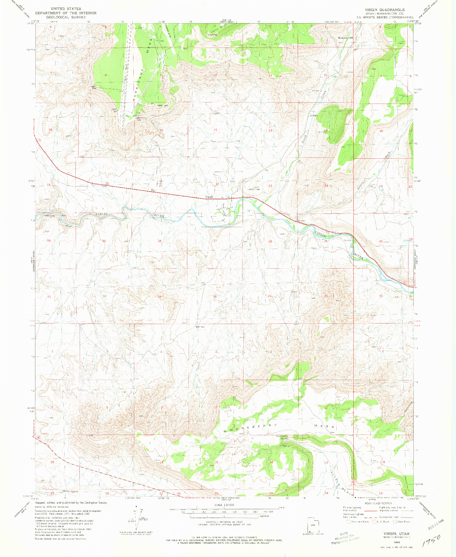 USGS 1:24000-SCALE QUADRANGLE FOR VIRGIN, UT 1980