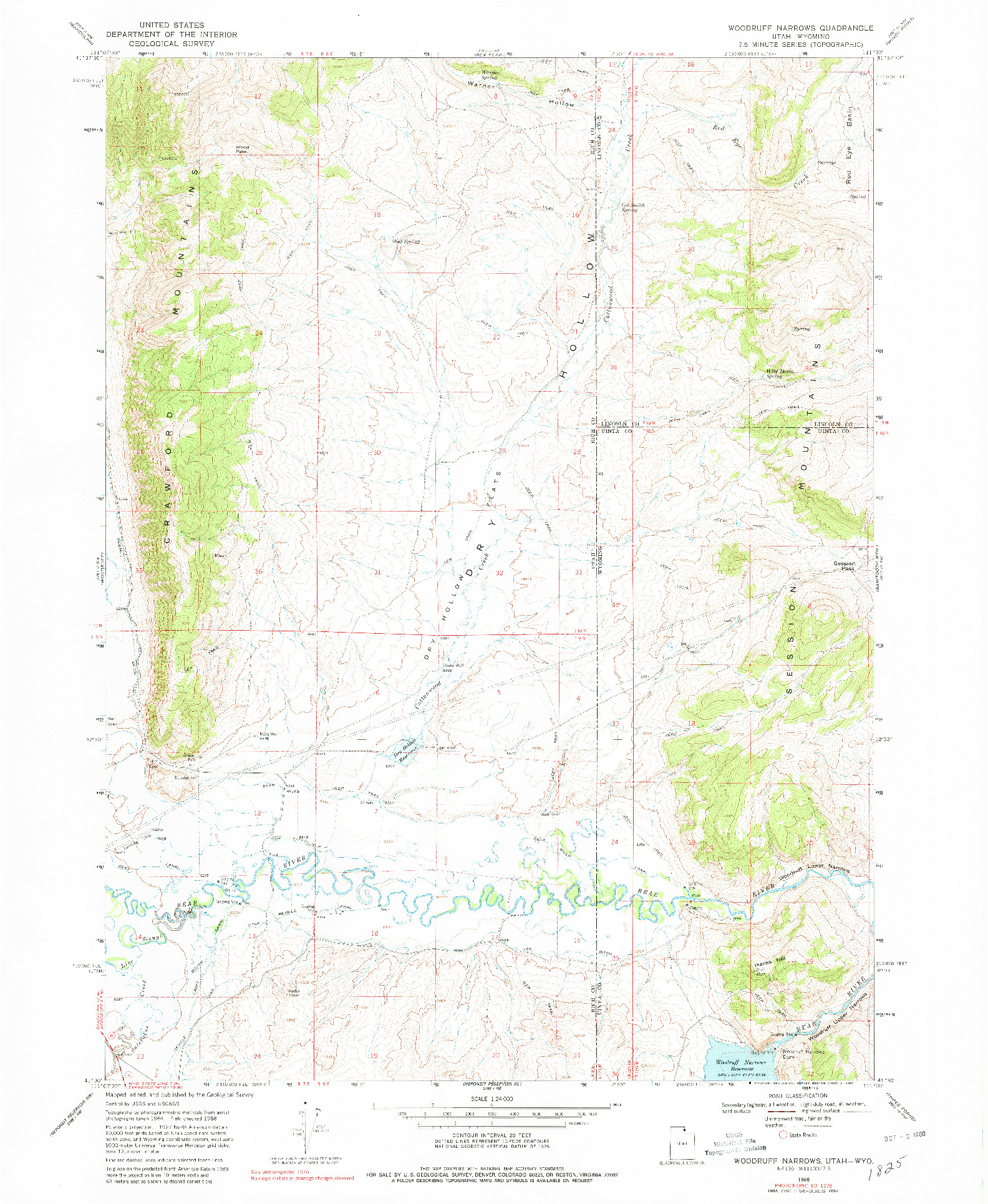 USGS 1:24000-SCALE QUADRANGLE FOR WOODRUFF NARROWS, UT 1968