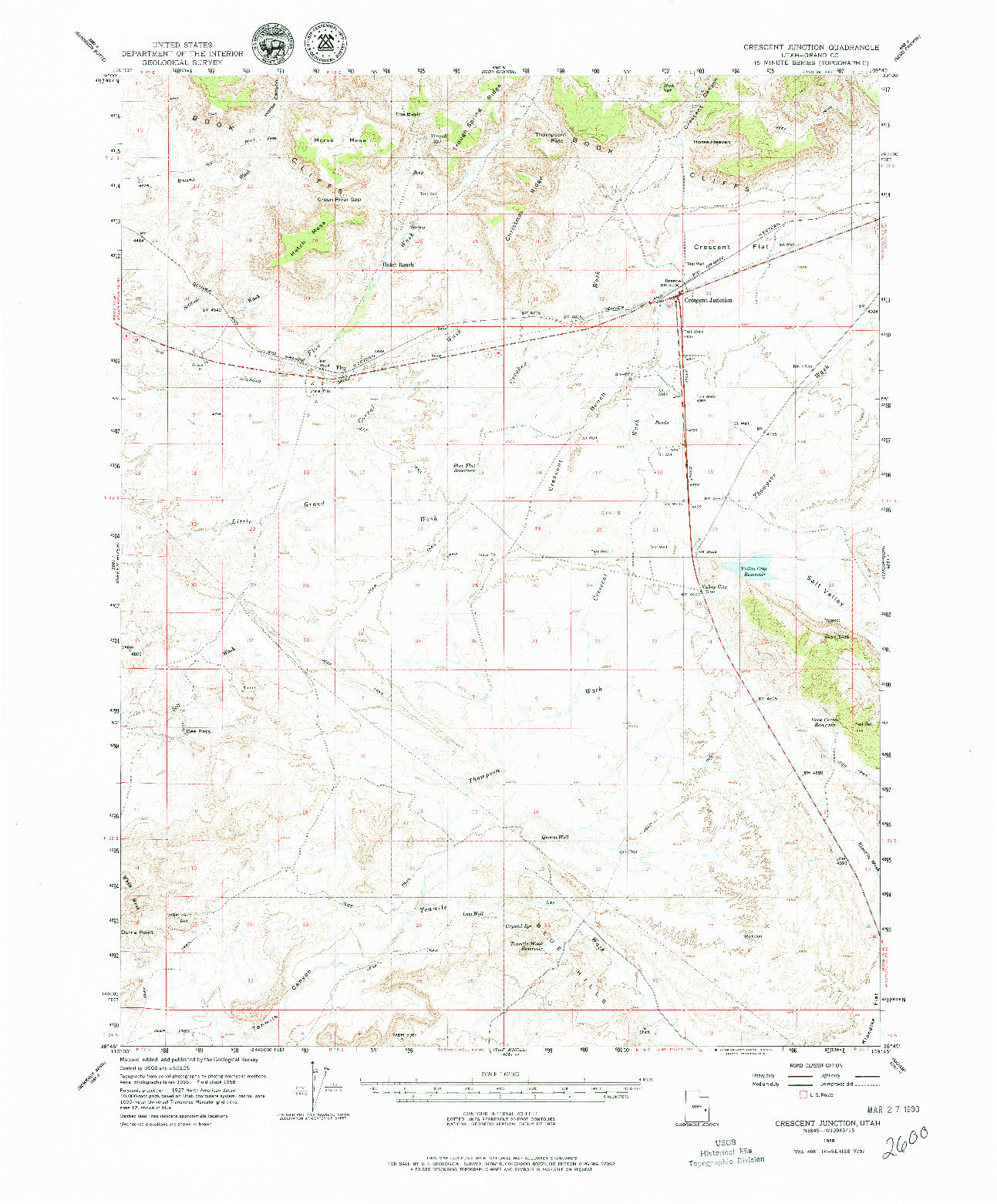 USGS 1:62500-SCALE QUADRANGLE FOR CRESCENT JUNCTION, UT 1958