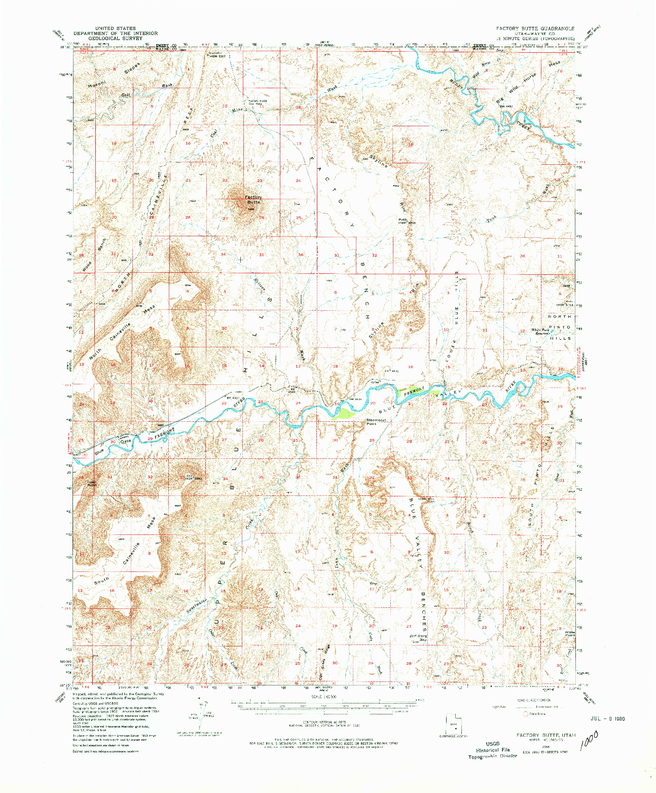 USGS 1:62500-SCALE QUADRANGLE FOR FACTORY BUTTE, UT 1954