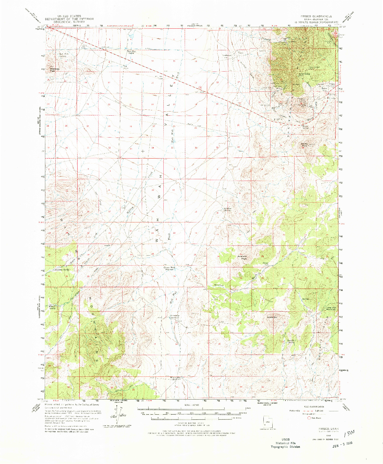 USGS 1:62500-SCALE QUADRANGLE FOR FRISCO, UT 1959