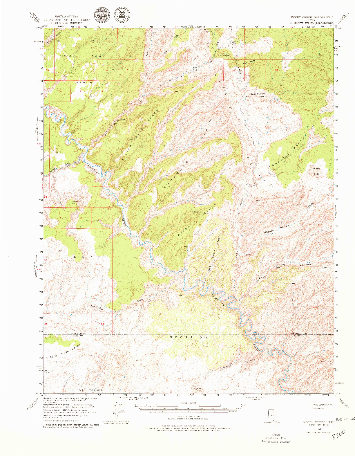 USGS 1:62500-SCALE QUADRANGLE FOR MOODY CREEK, UT 1953