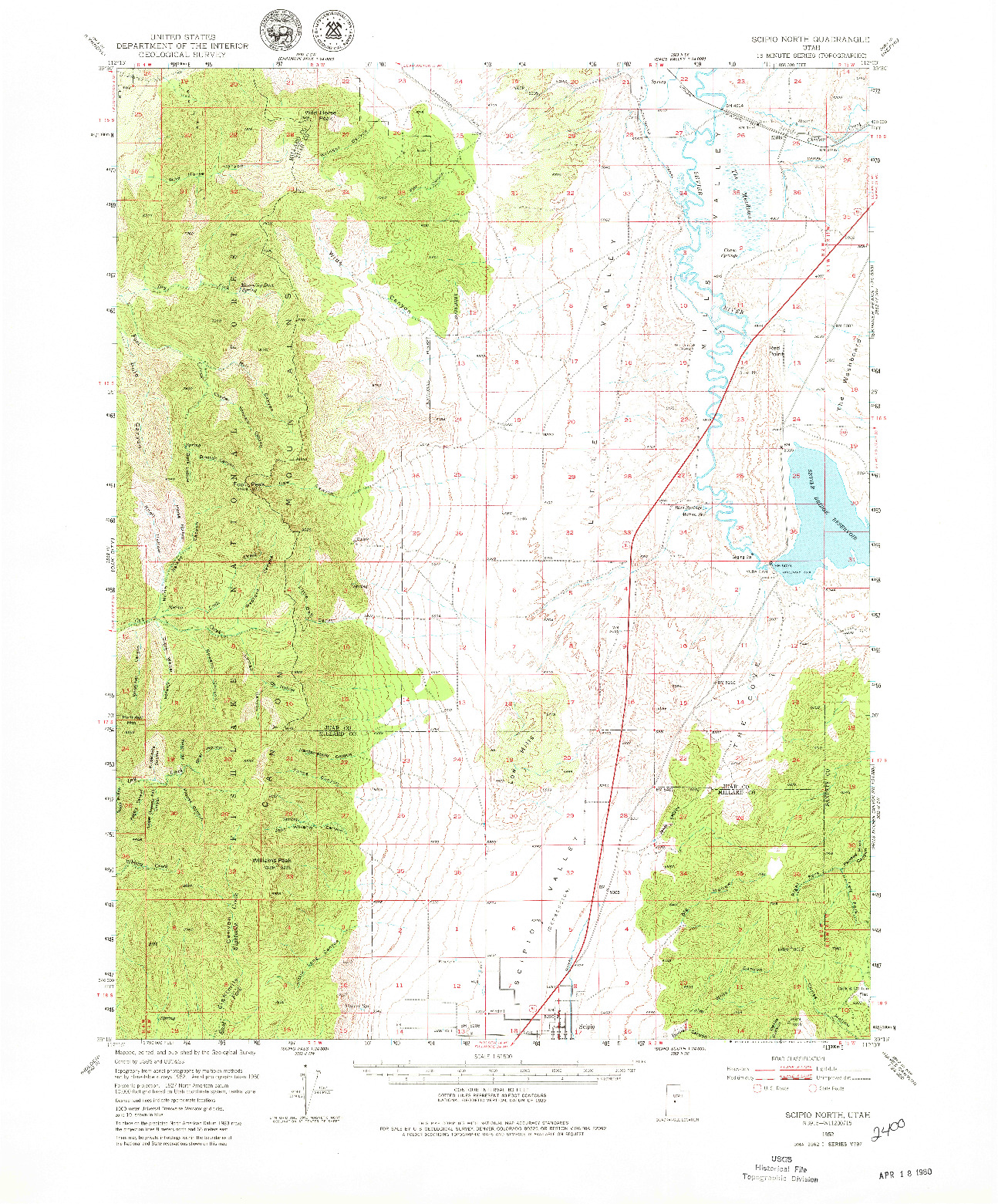 USGS 1:62500-SCALE QUADRANGLE FOR SCIPIO NORTH, UT 1952